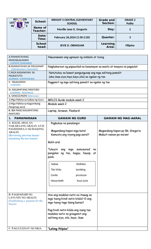 Final Lesson PLAN - I. OBJECTIVES I II A. Content Standards Ang Mag ...