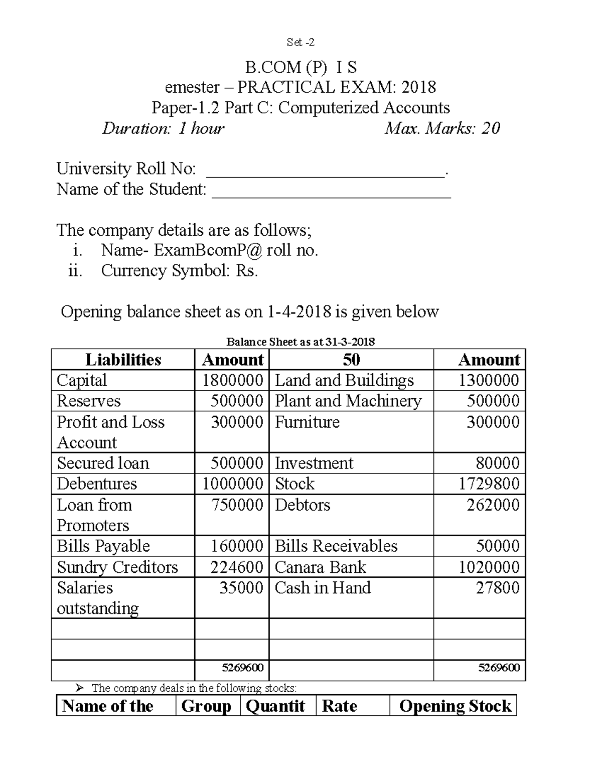 Tall qn - read it - B (P) I S emester – PRACTICAL EXAM: 2018 Paper-1 ...
