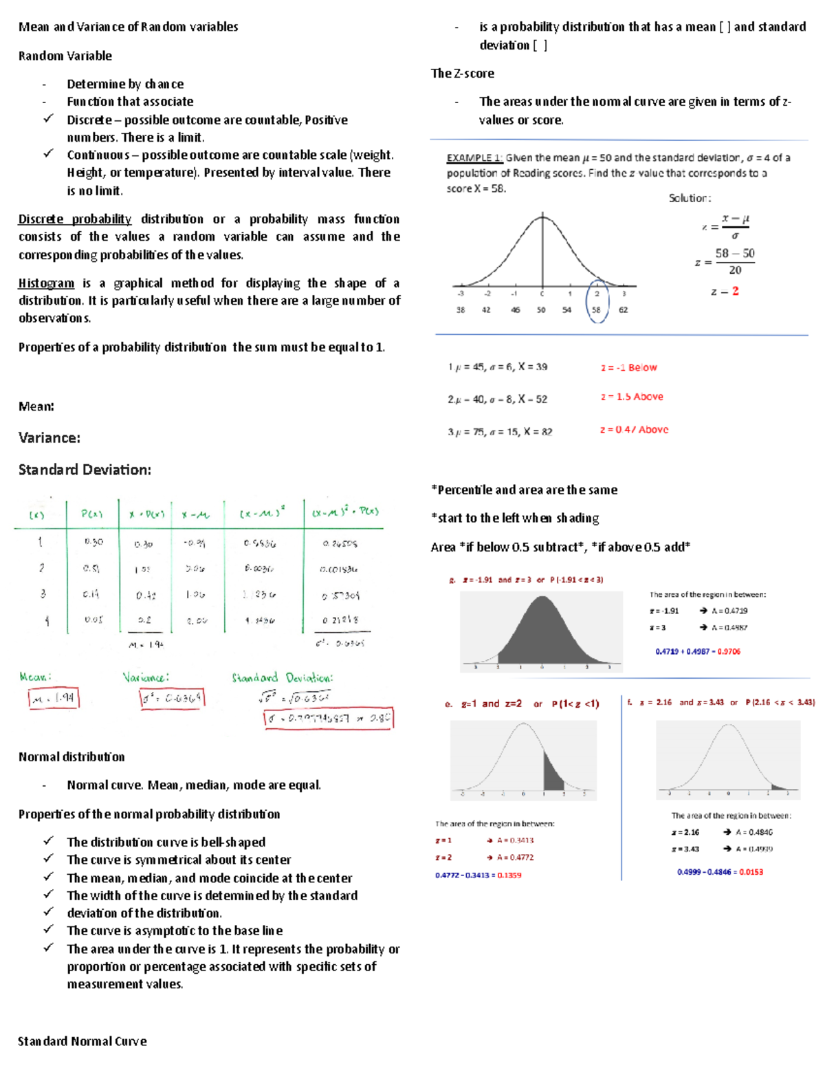 Reviewer EXAM - ACCOUNTING - Mean and Variance of Random variables ...