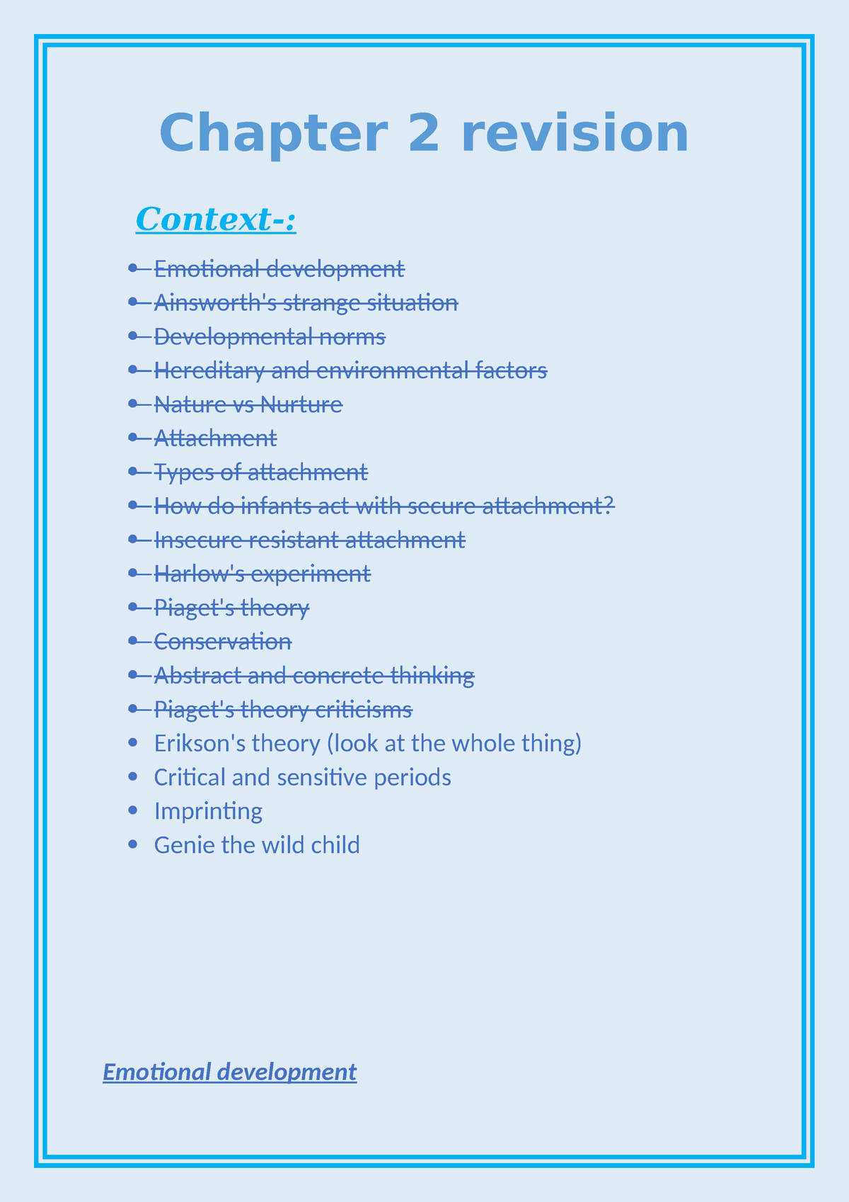 Chapter 2 revision The complexity of psychological development