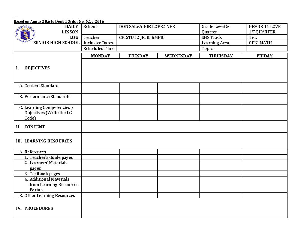 Pdfcoffee - notes - Based on Annex 2B to DepEd Order No. 42, s. 2016 ...