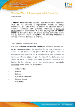 Plantilla Word Informe gerencial Financiero Daniela Torres - Plantilla Word  Informe gerencial - Studocu