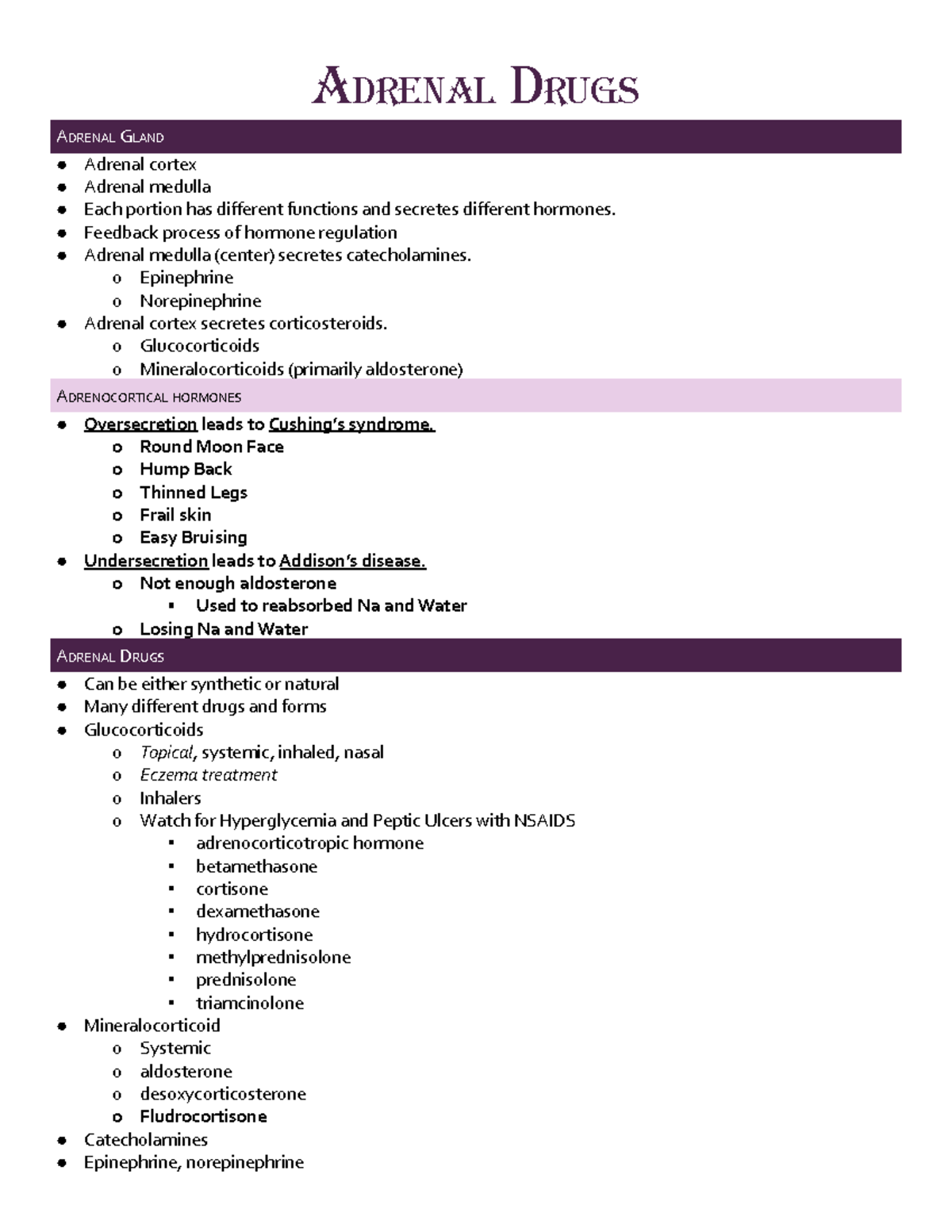 Adrenal Drugs ADRENAL DRUGS ADRENAL GLAND Adrenal cortex Adrenal