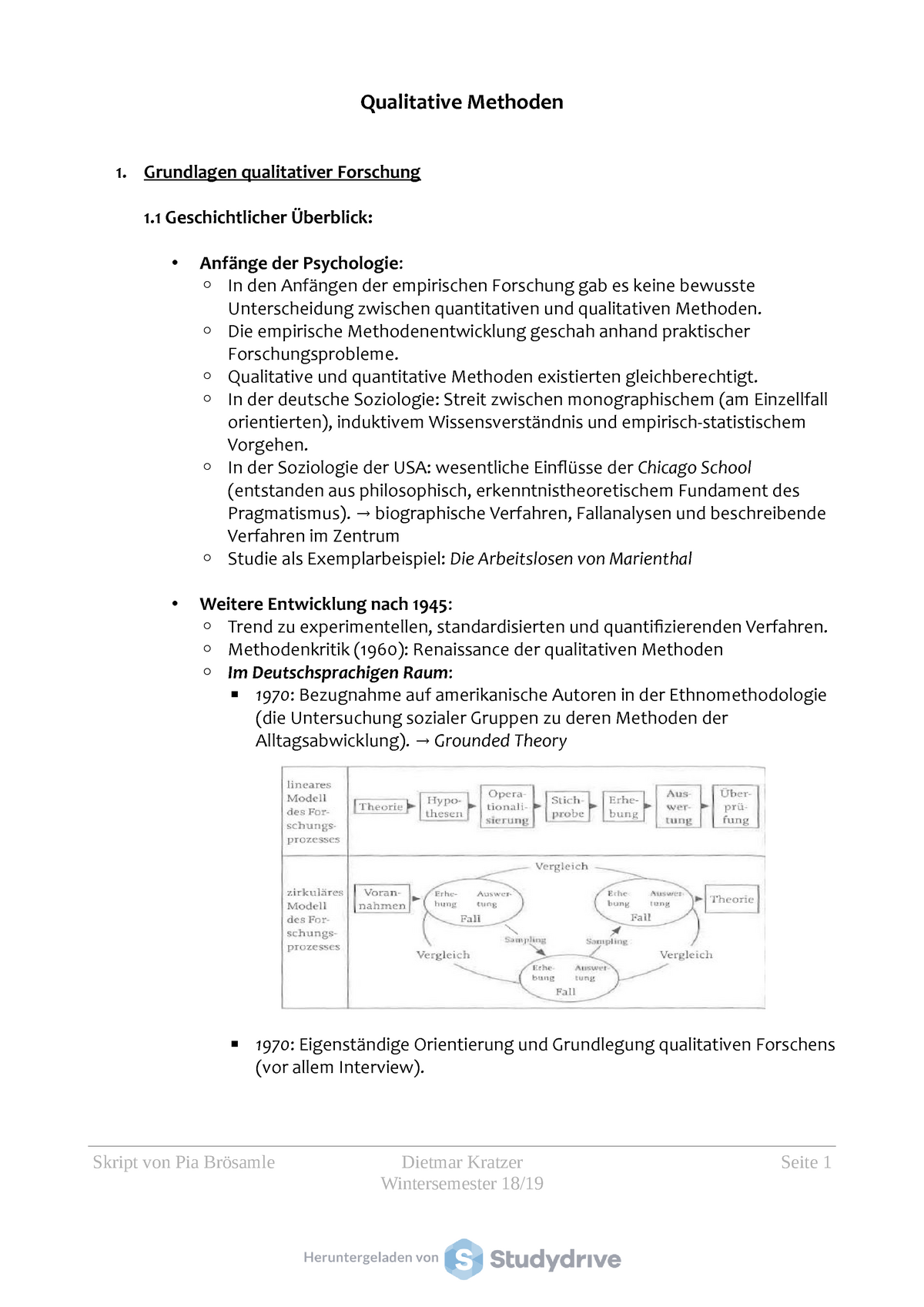 Skript Qualitative Methoden - Qualitative Methoden 1. Grundlagen ...