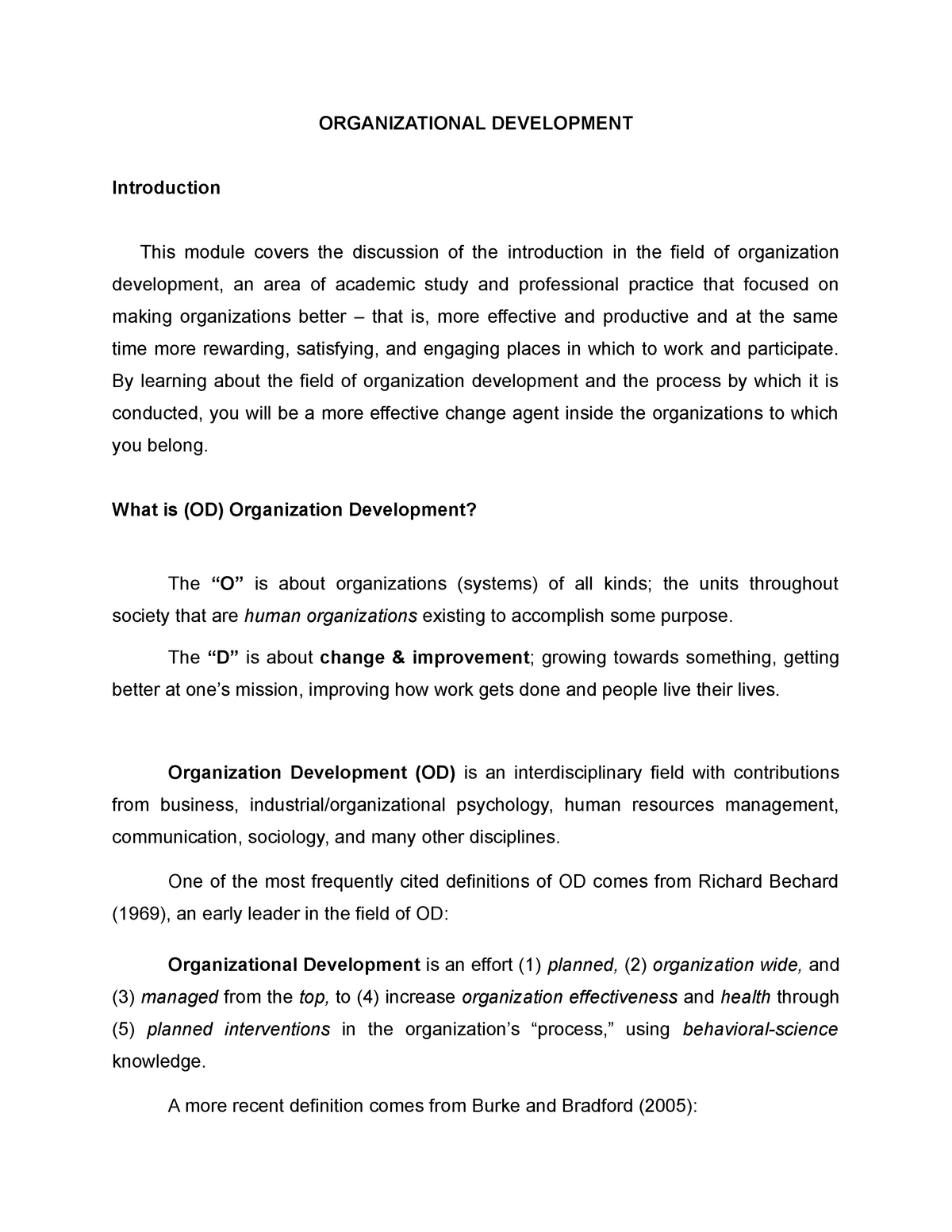 organizational development thesis