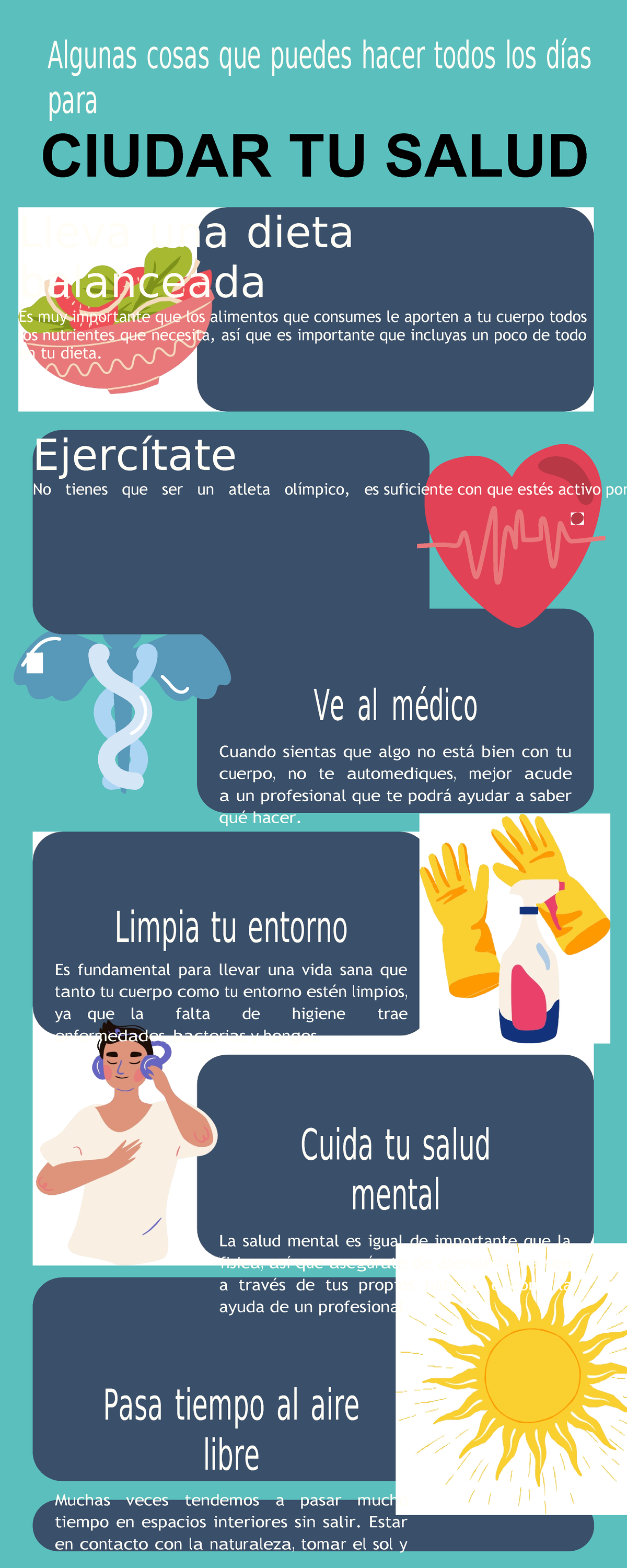 Infografía De Lista Cosas Que Puedes Hacer Para Cuidar De Tu Salud Ilustrado Azul Lleva Una 9917