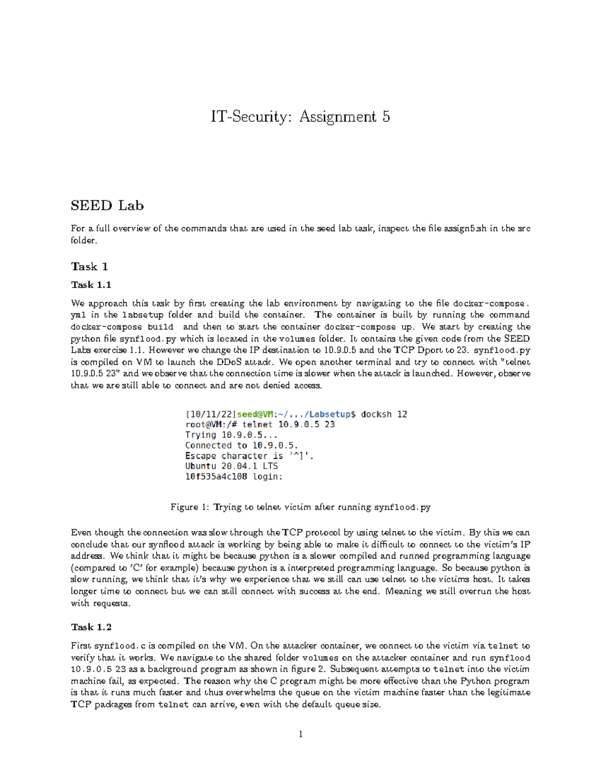 IT-Sikkerhed Assignment 5 - IT-Security: Assignment 5 Tore Andersen (KU ...