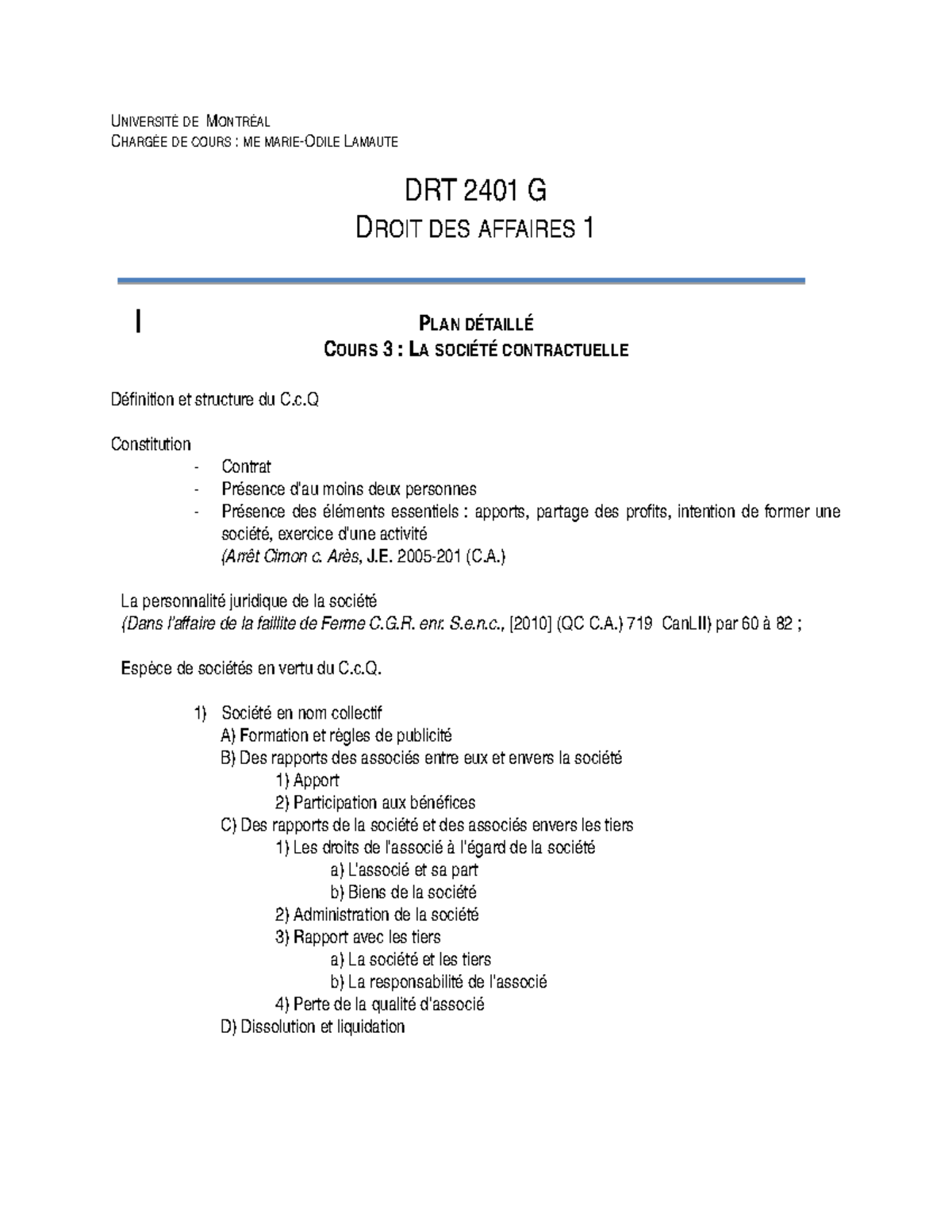 Cours 3 La Societe Contractuelle Studocu