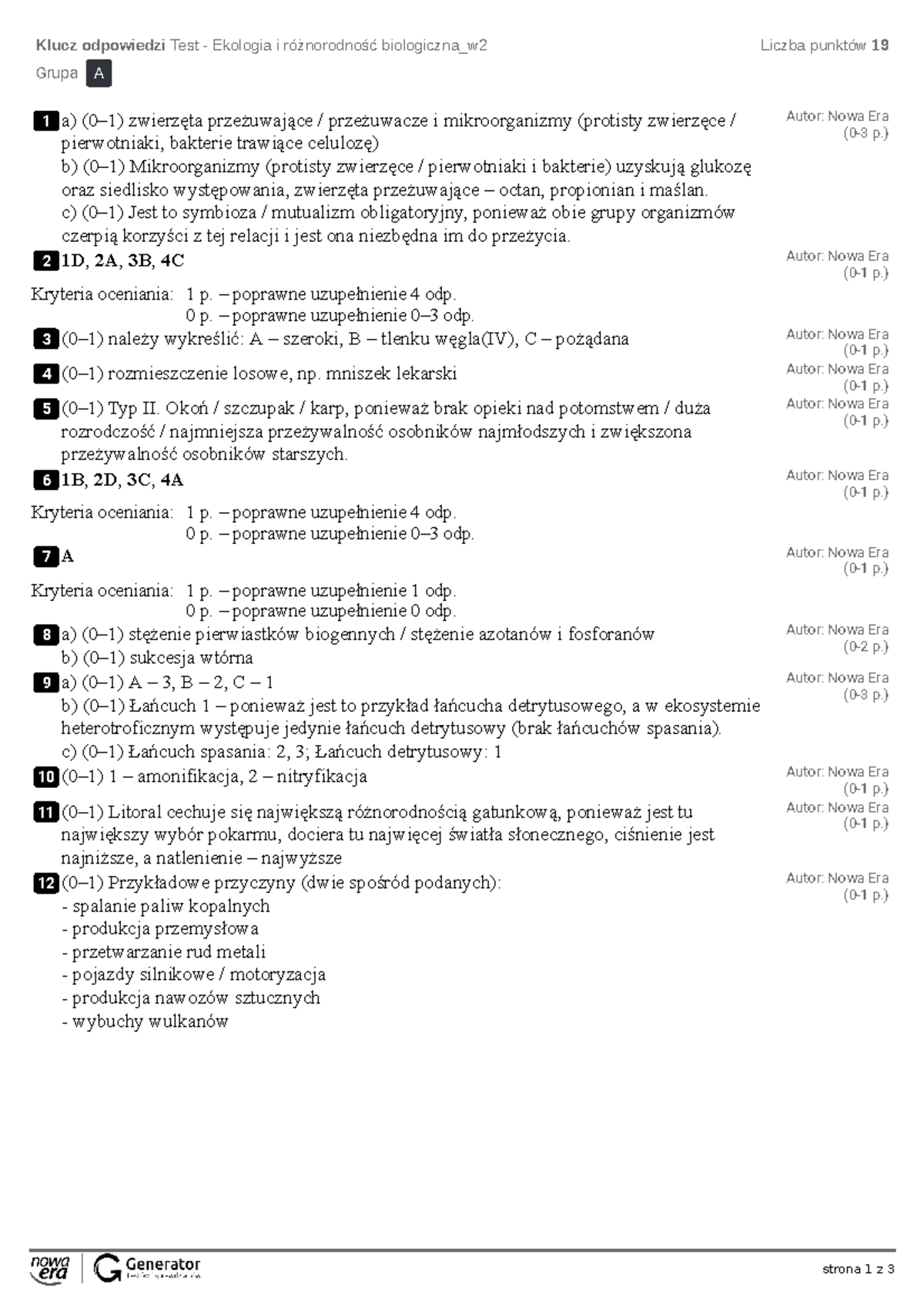 Sprawdzian Z Ekologiii Gimnazjum Zapytaj www.studocu.com