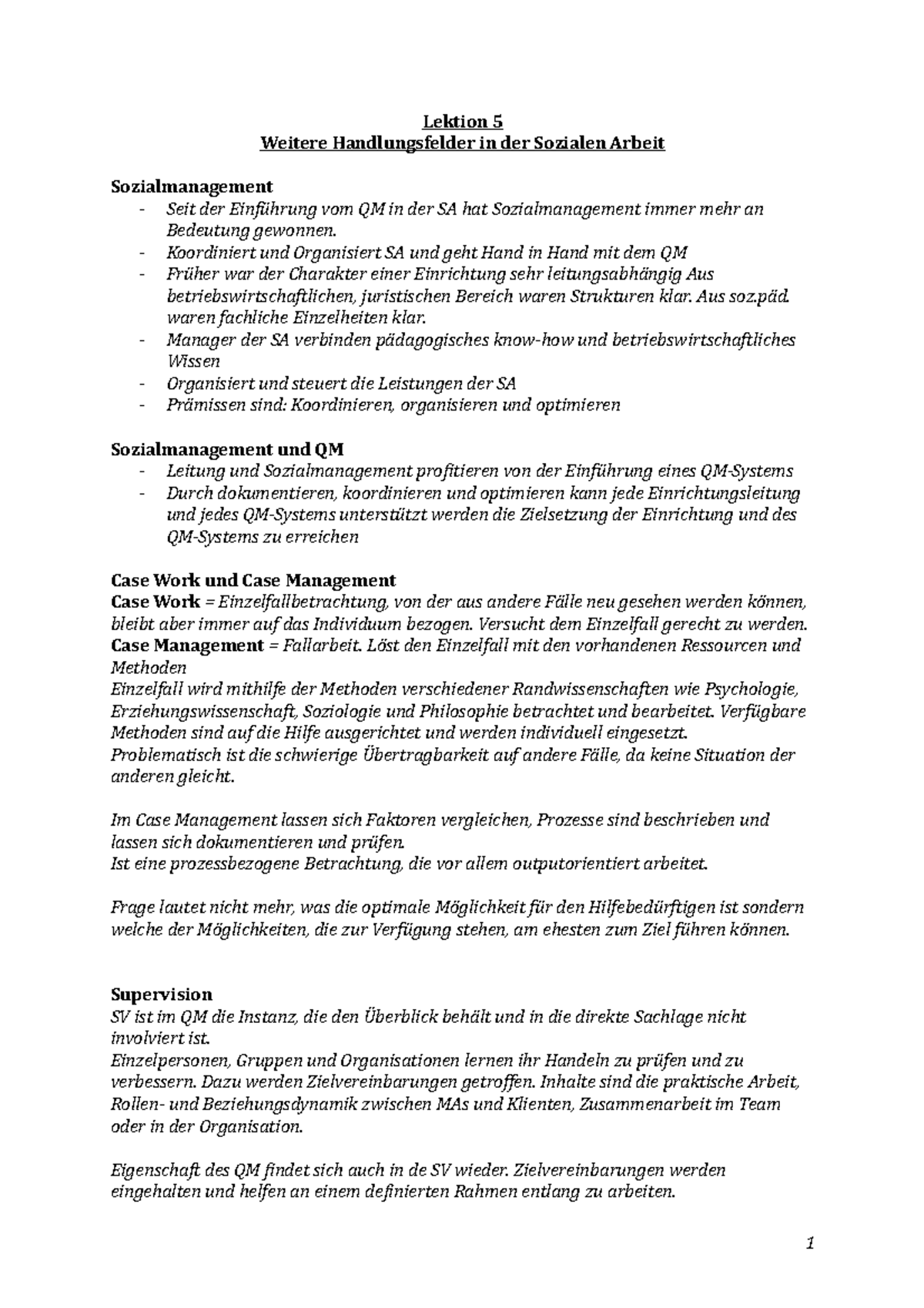 Handlungsfelder Der Sozialen Arbeit Lektion 5 - Lektion 5 Weitere Handlungsfelder in der Sozialen Arbeit