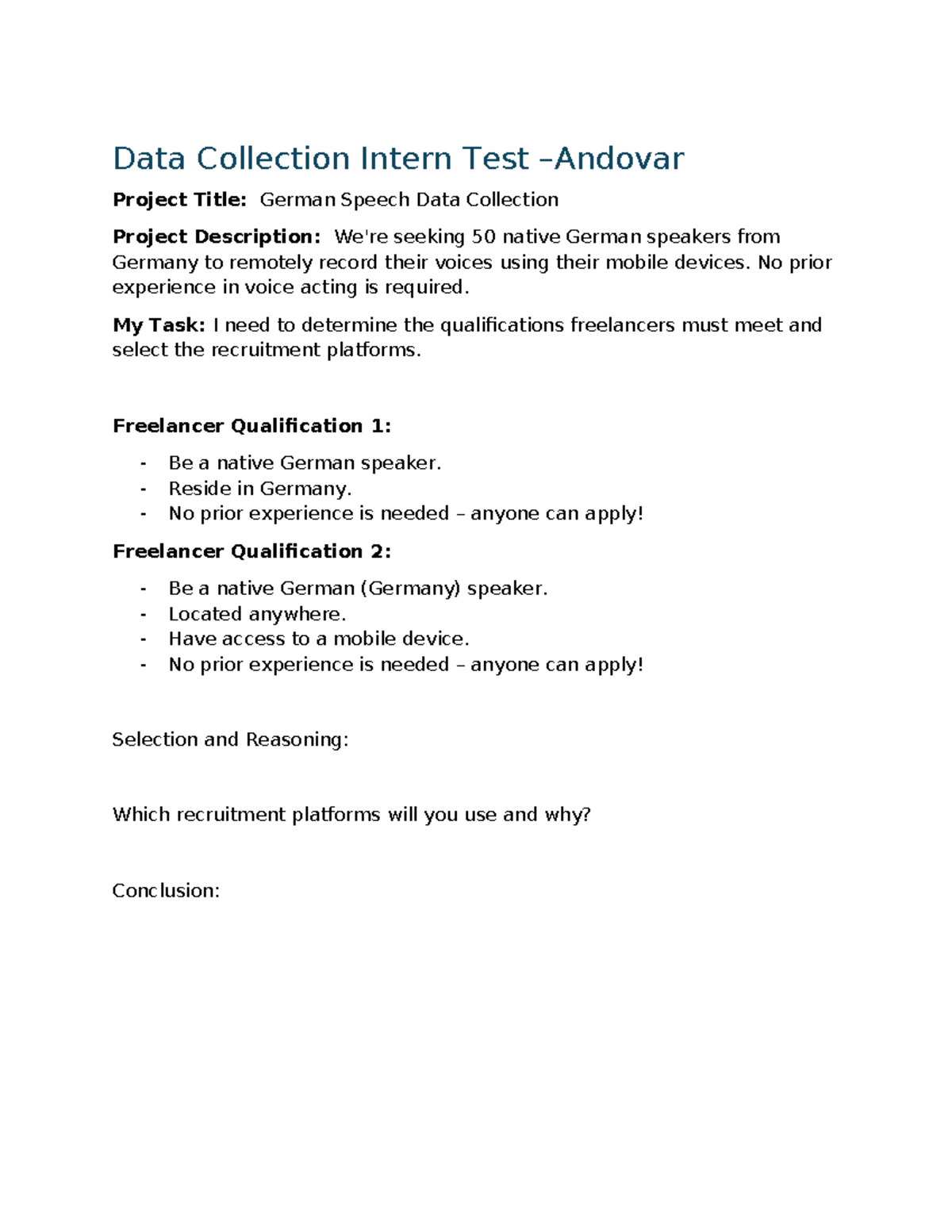 9th April 2024 TEST - Data Collection Intern Role - Data Collection ...