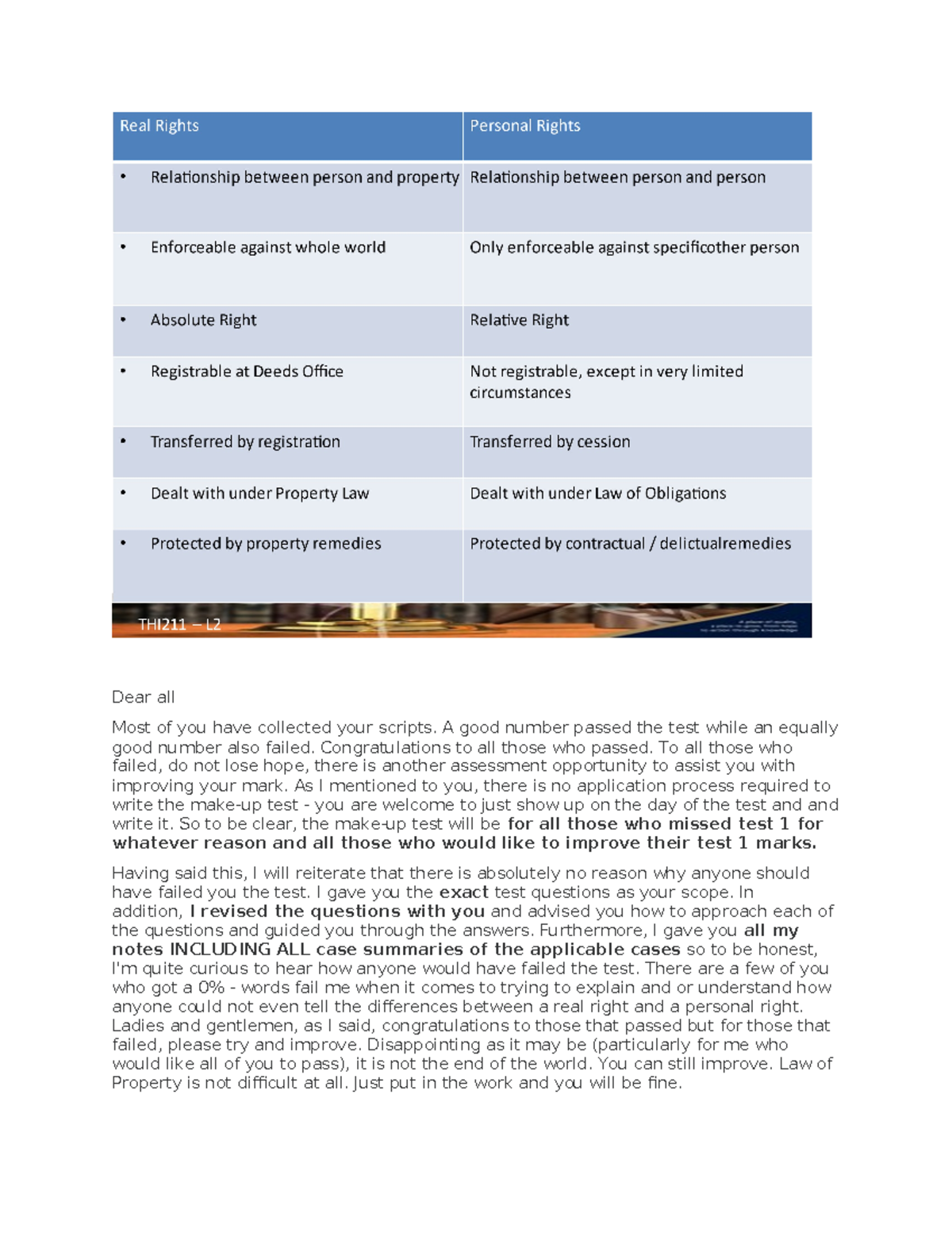 Real rights and personal rights - Dear all Most of you have collected ...