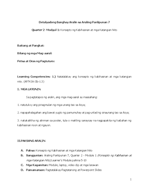 Lesson Plan Q1 M7 Yamang Tao Sa Asya Part 7 Gawain Ng Guro Gawain