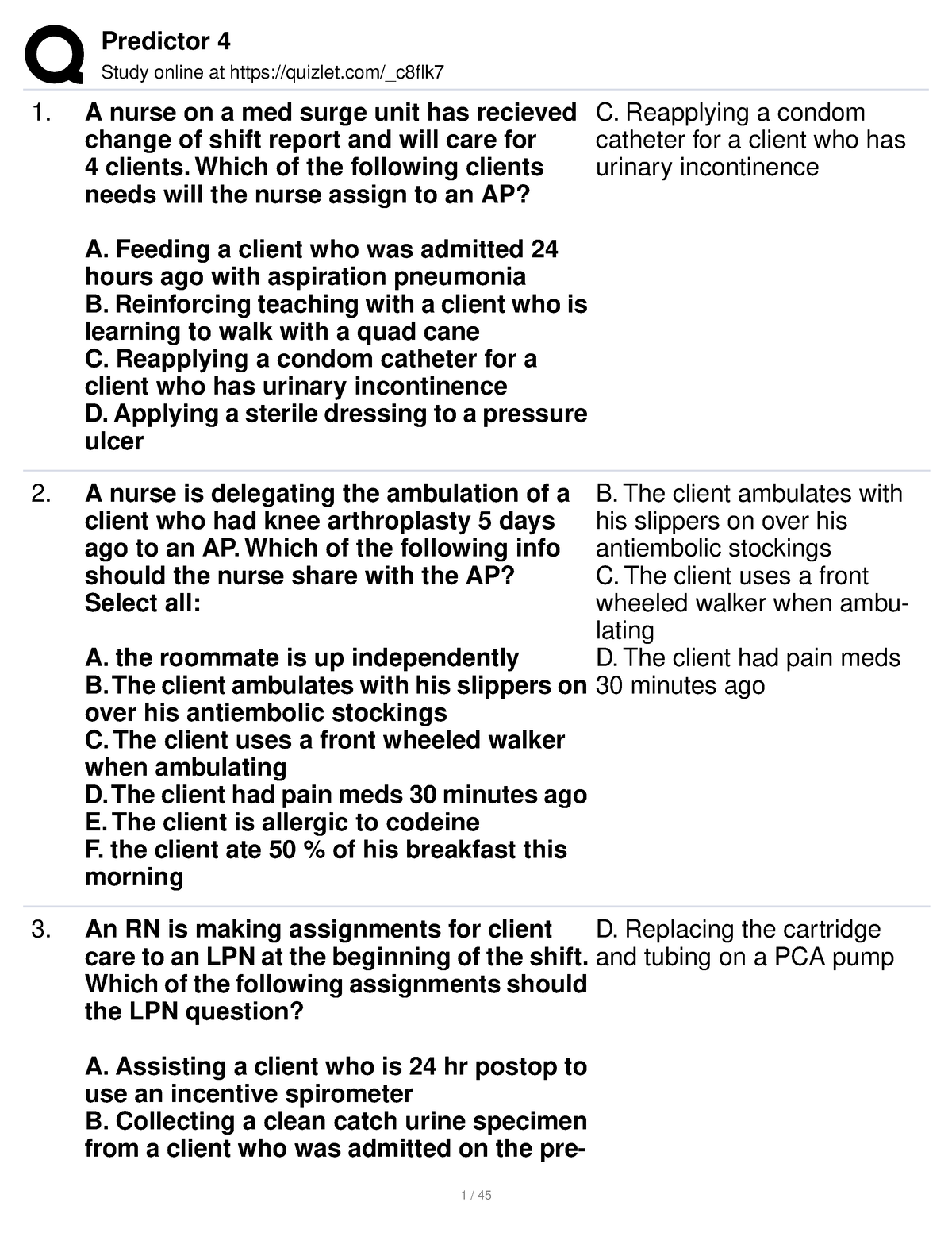 ATI Comp - ATI Resource - Study online at quizlet/_c8flk A nurse on a ...