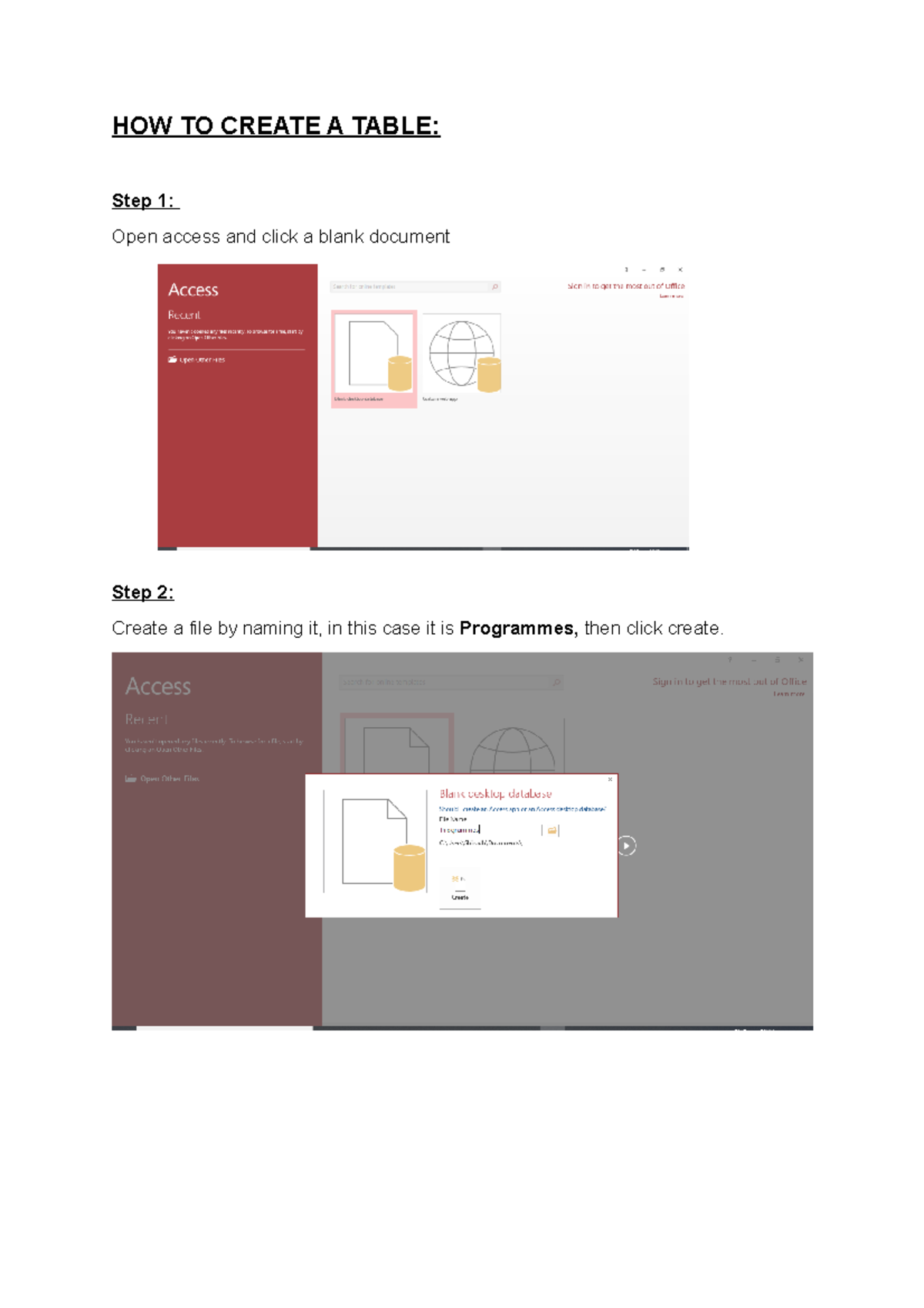 how-to-create-a-table-how-to-create-a-table-step-1-open-access-and-click-a-blank-document