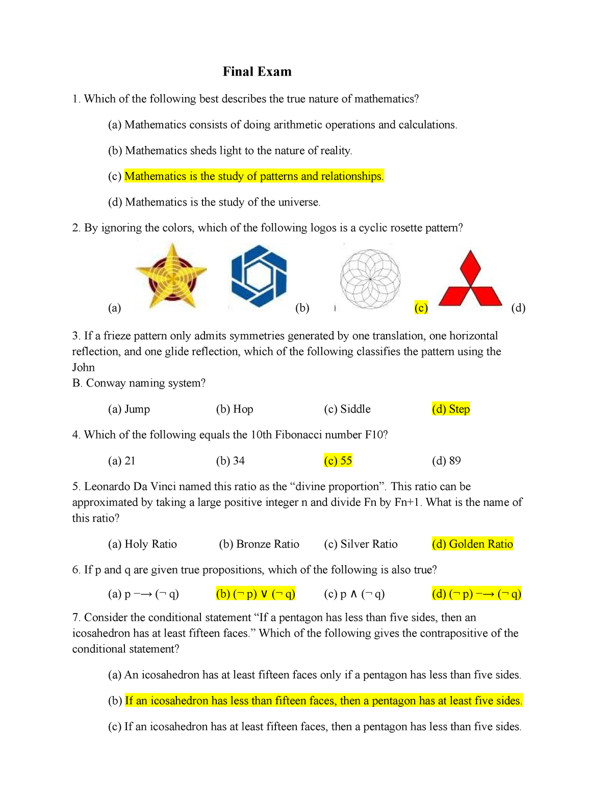 Mmw-final-exam - ;;l; - Final Exam Which Of The Following Best ...