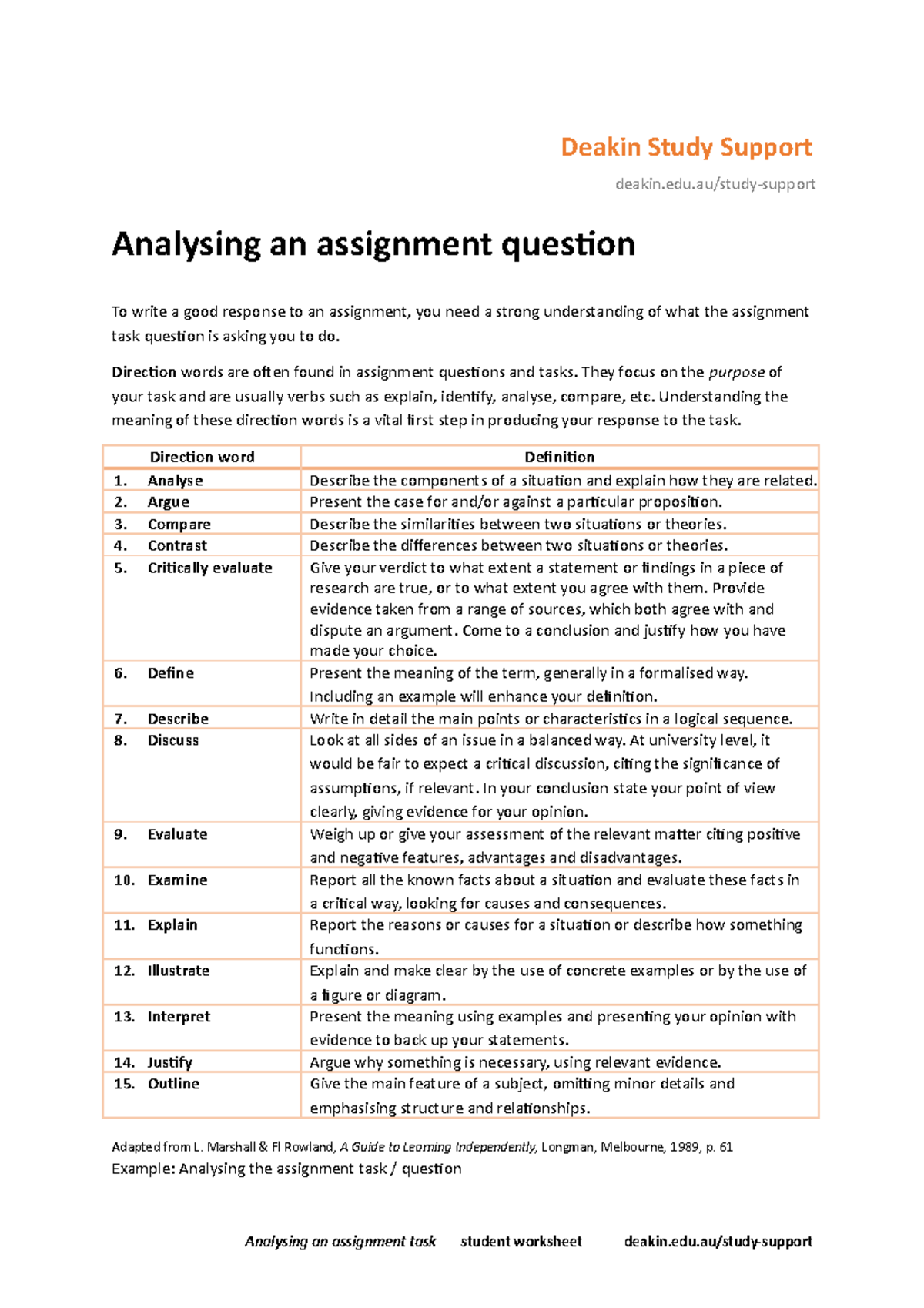 analyse assignment question