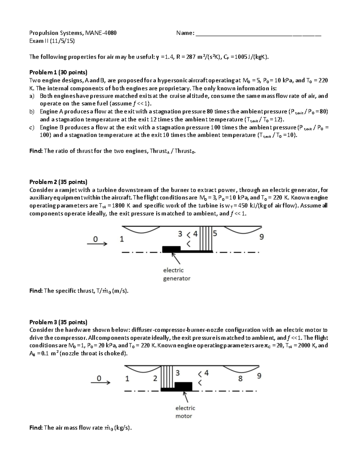 2015 Exam2 solutions - back exams - Propulsion Systems, MANE-4080 Name ...