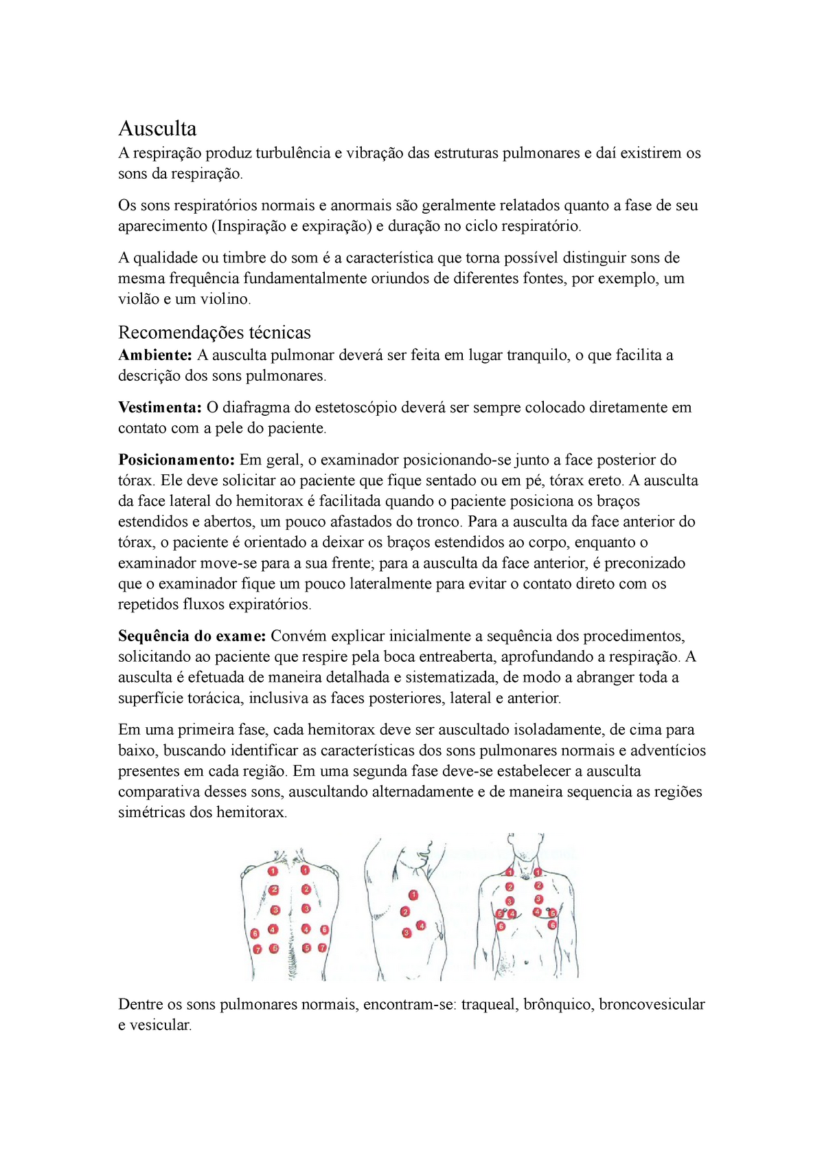 Ausculta Toracica - Ausculta A Respiração Produz Turbulência E Vibração ...