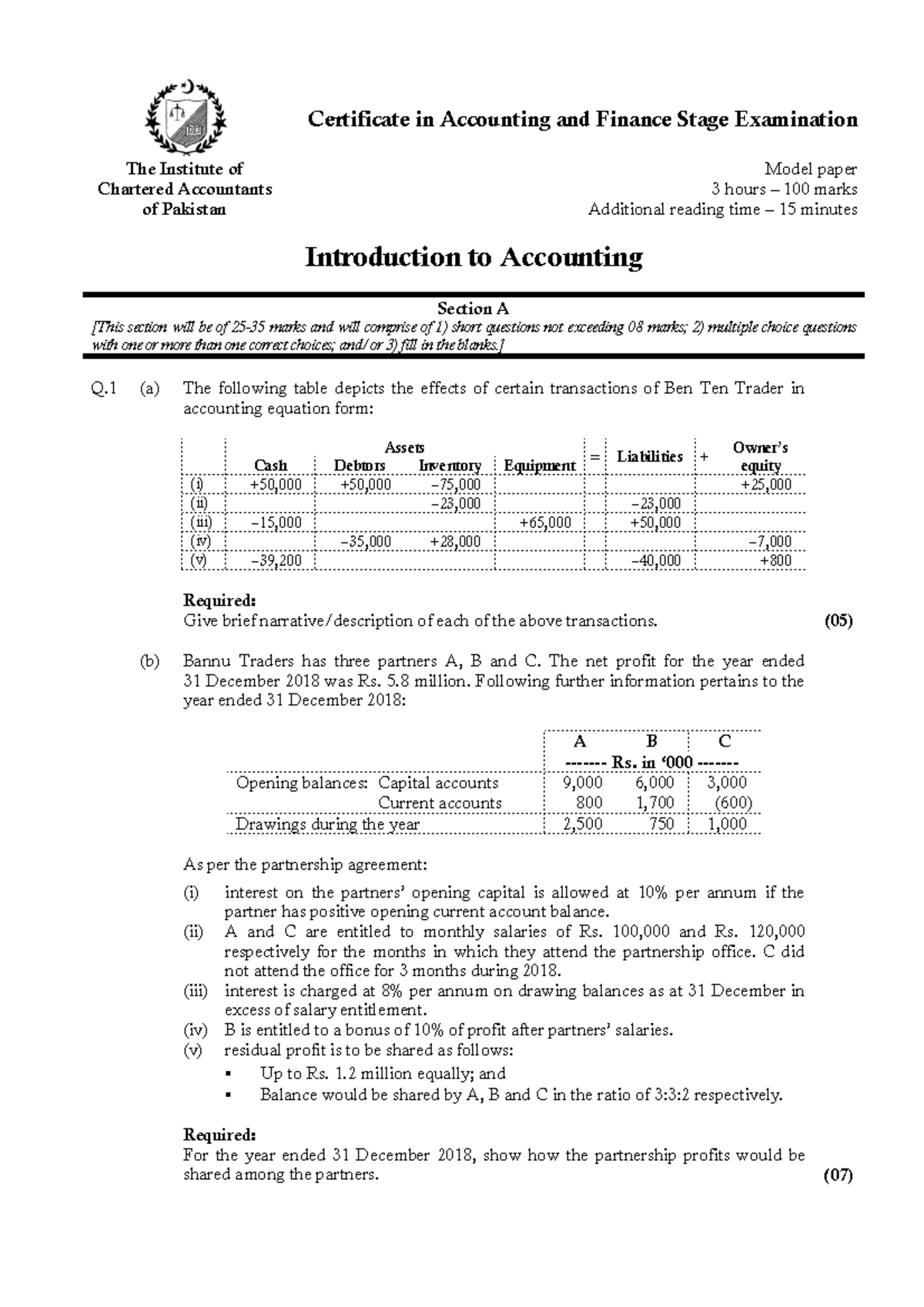 CAF 1 IA Model Paper - - Studocu
