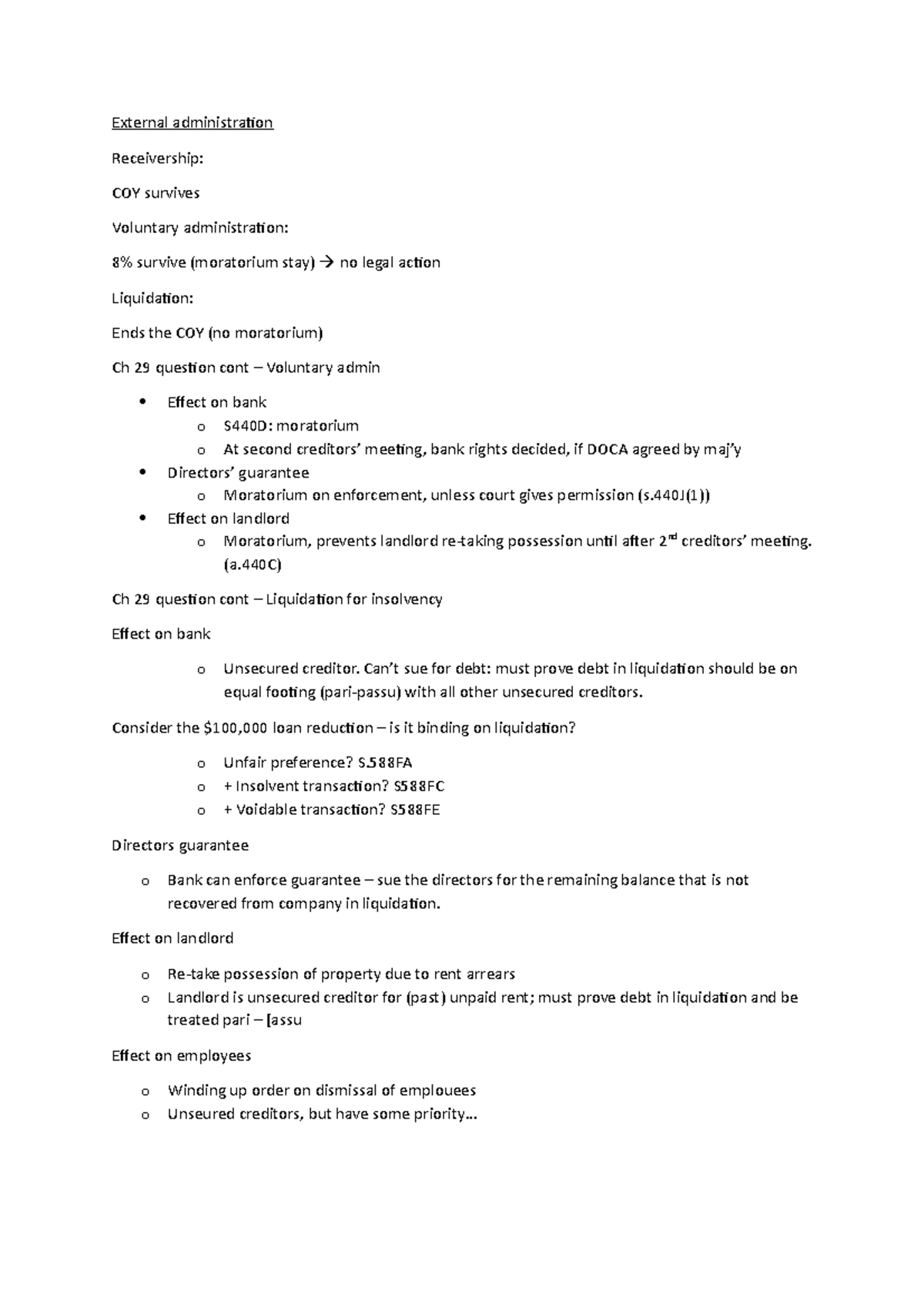 External administration External administration Receivership COY