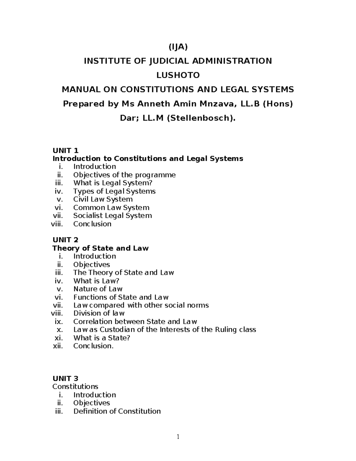 Constitutions AND Legal System Manual Original-1 - (IJA) INSTITUTE OF ...