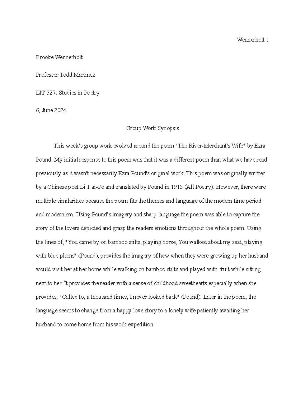 Module Five Short Paper Group Work Synopsis - Brooke Wennerholt ...