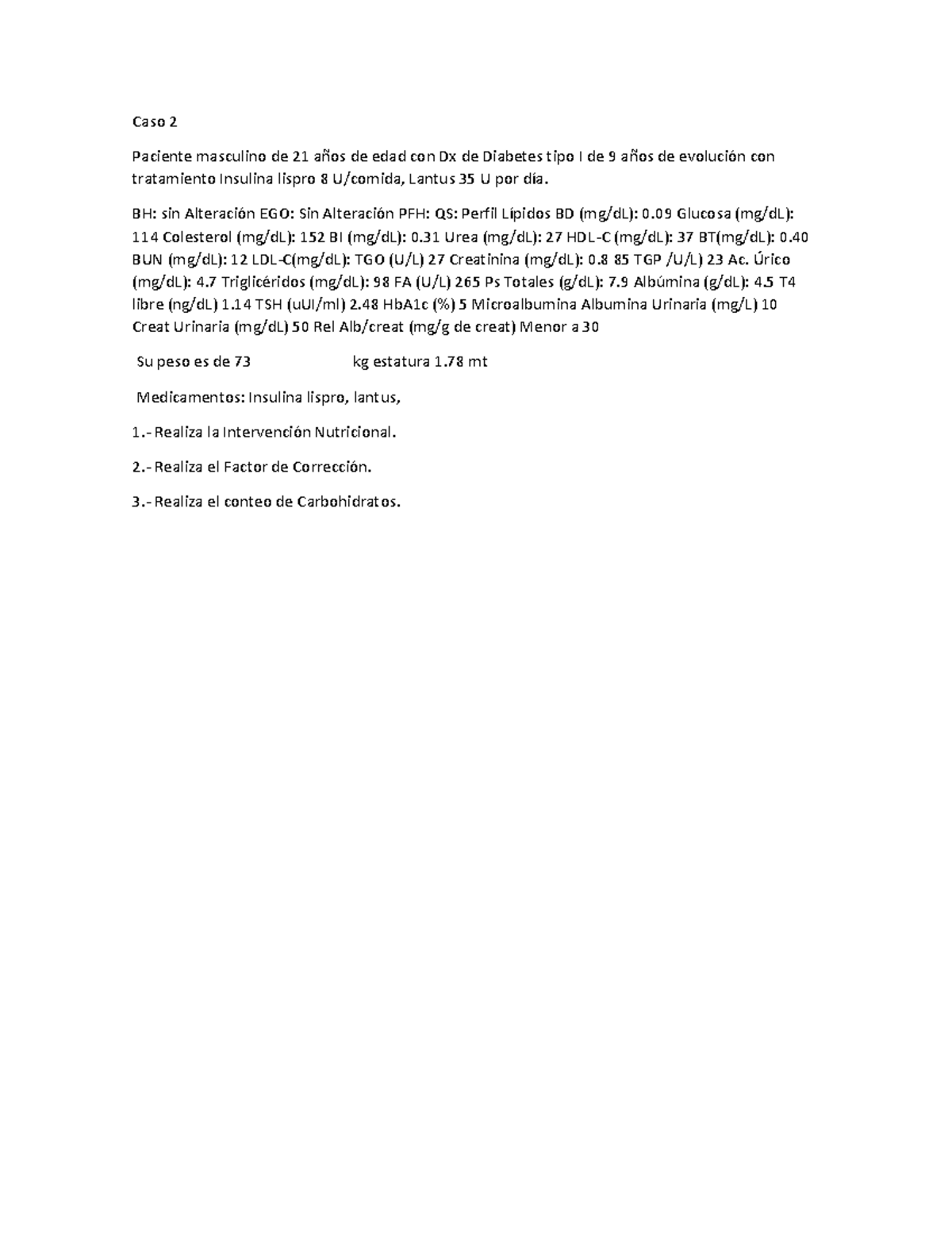 factor de corrección diabetes