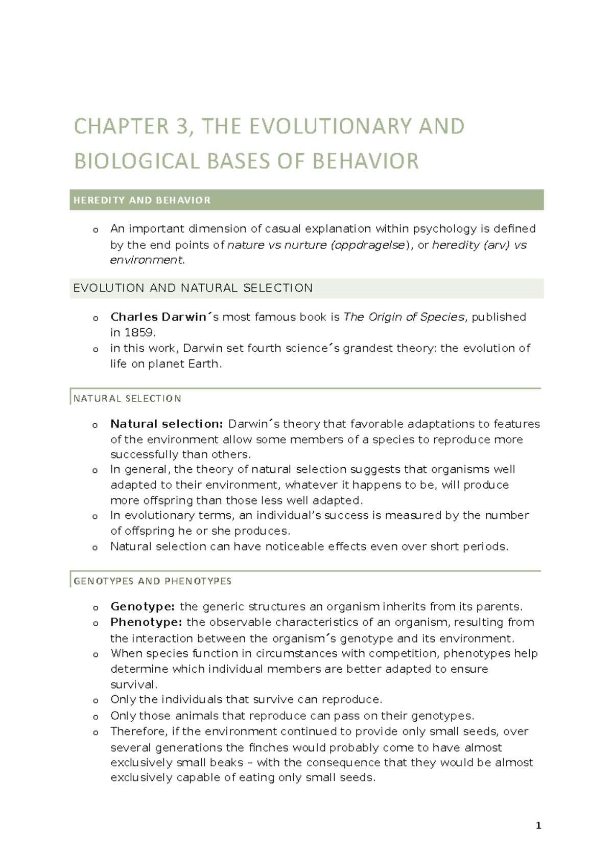 Chapter 3, The Evolutionary And Biological Bases Of Behavior - CHAPTER ...