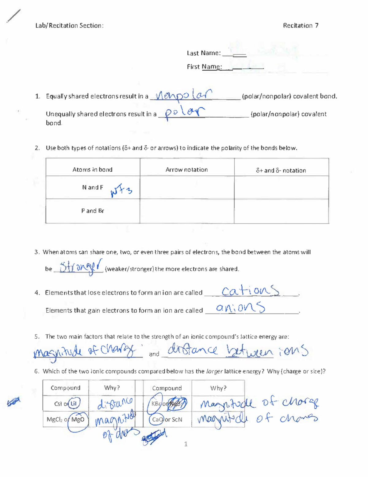 Recitation 6 Practice - Lab/Recitation Section: Recitation 7 Last Name ...