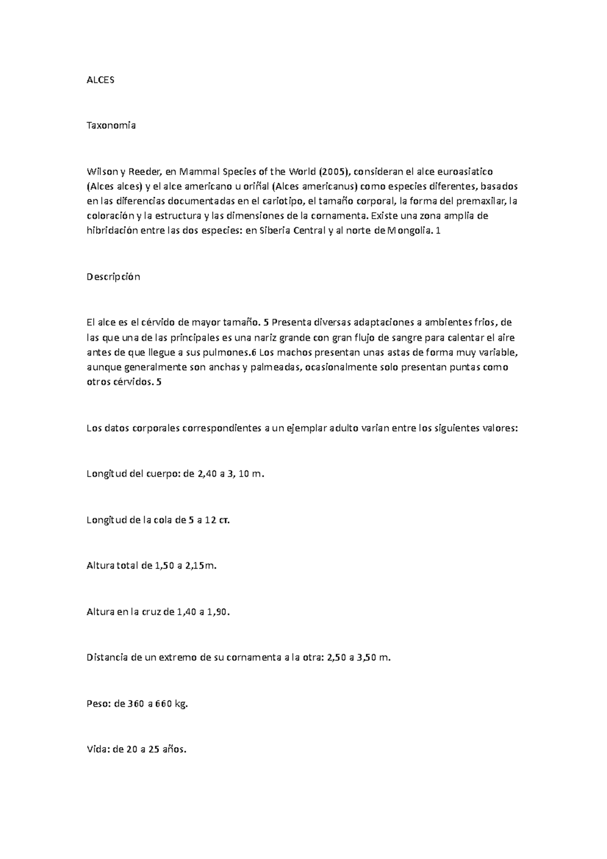 Escala taxonomica - ...... - ALCES Taxonomia Wilson y Reeder, en Mammal ...