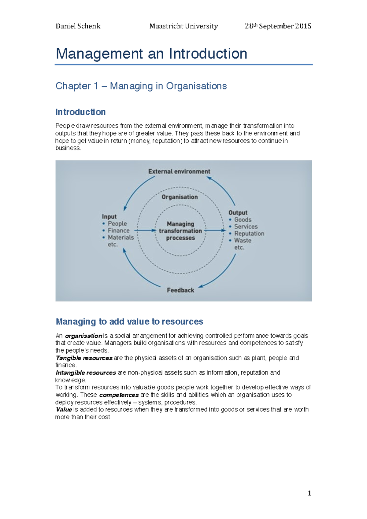 Management Chapter 1 - Management An Introduction Chapter 1 – Managing ...