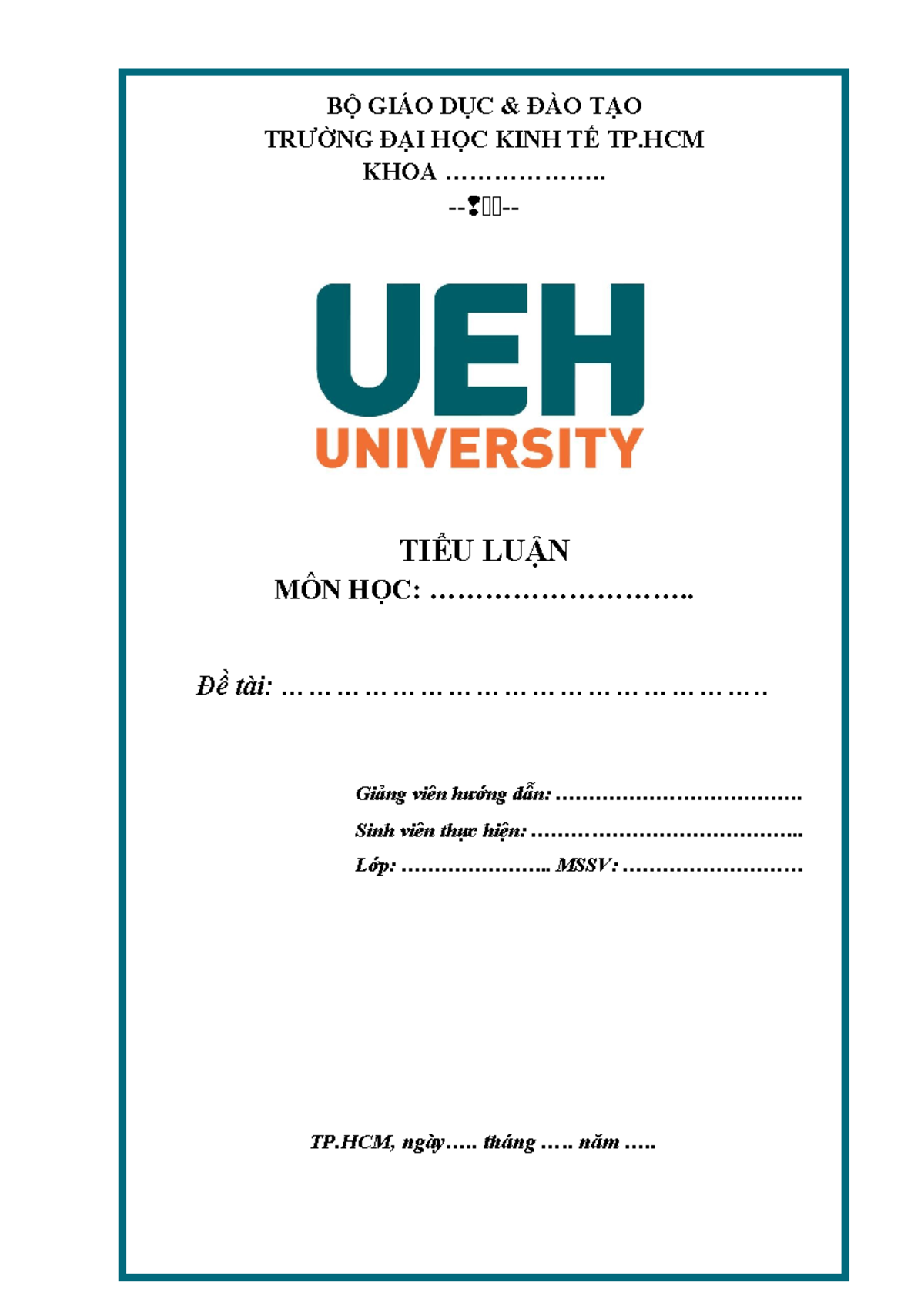 BÌA TIỂU LUẬN UEH CỰC VjP PRO - Tư tưởng HCM - BỘ GIÁO DỤC & ĐÀO TẠO ...