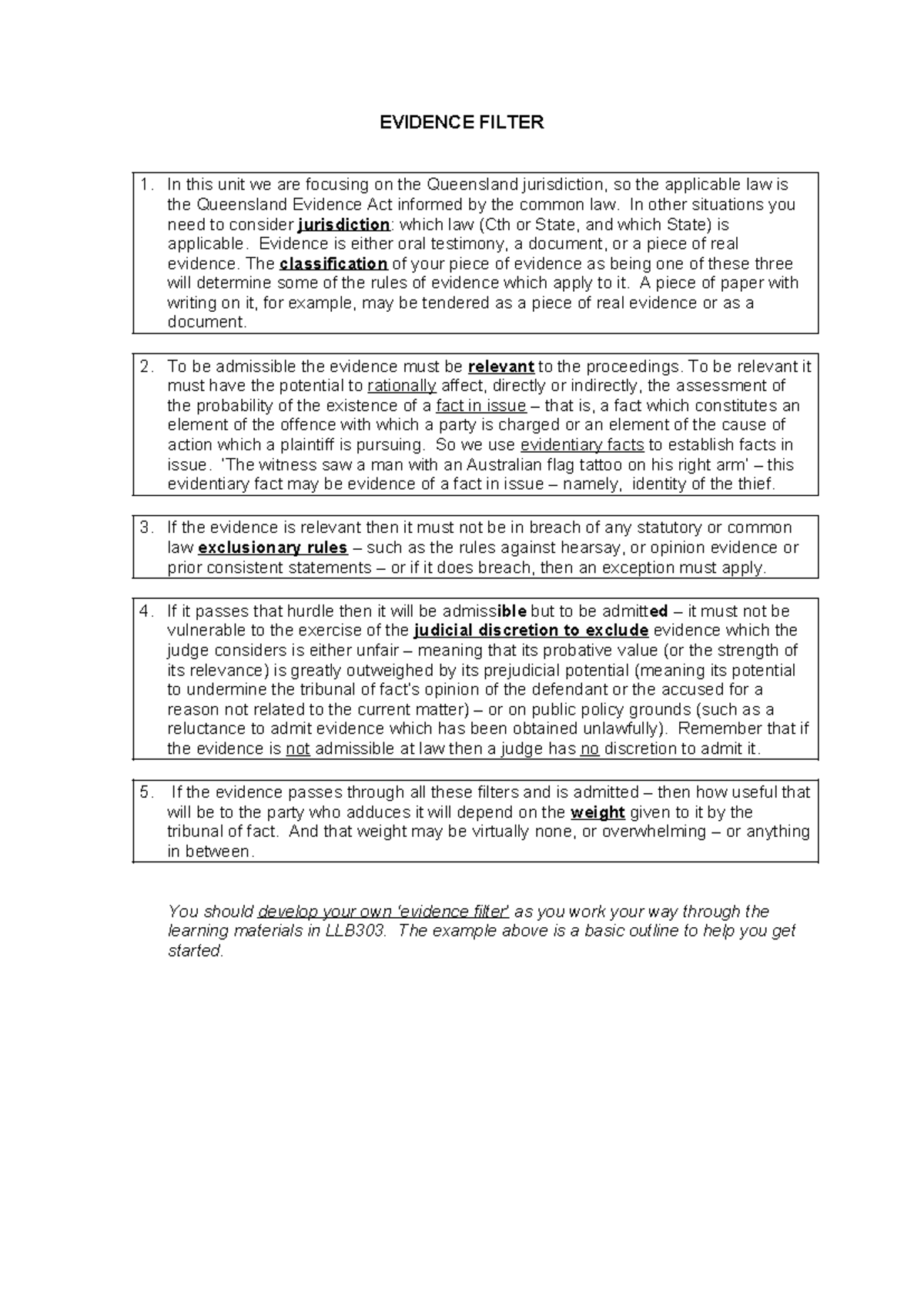 Question Template - EVIDENCE FILTER In this unit we are focusing on the ...