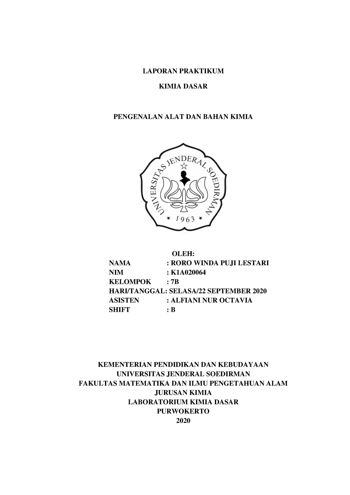 Jurnal Percobaan 1 Pengenalan Alat Dan Bahan Kimia - LAPORAN PRAKTIKUM ...