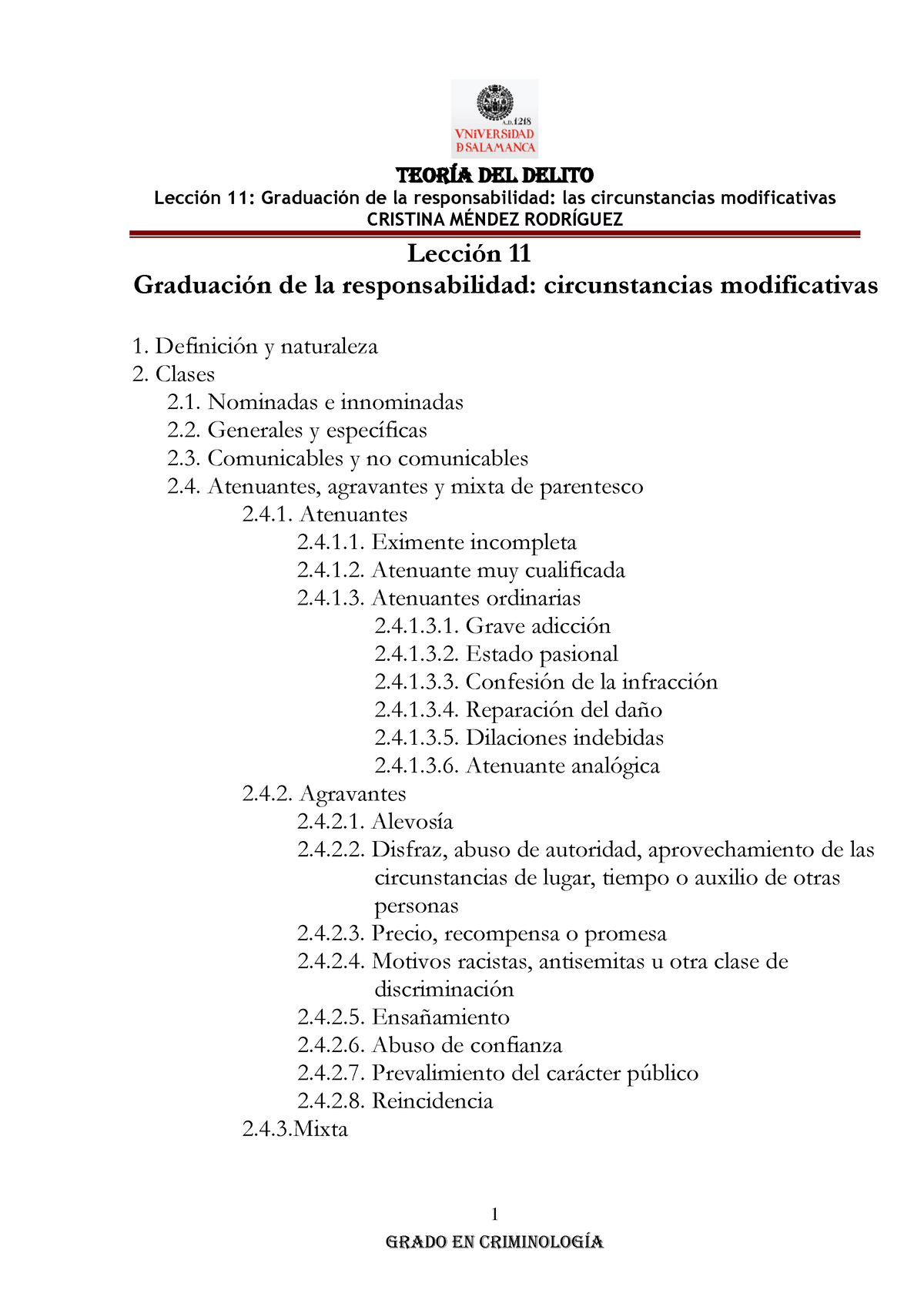 Lección 11. Graduación De La Responsabilidad. Circunstancias ...