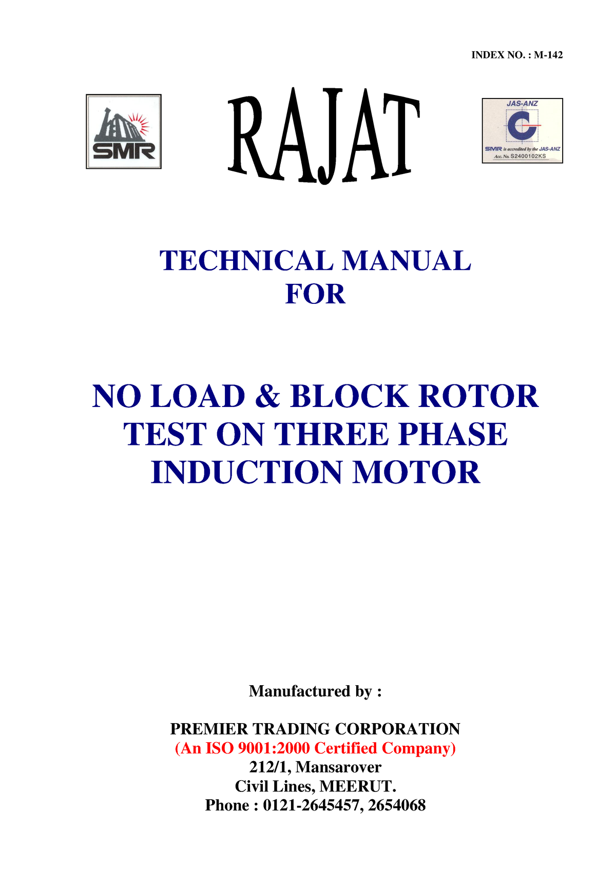 142 No Load And Block Rotor Test 3 Ph Ind Motor Dol Technical Manual For No Load And Block Rotor 4850