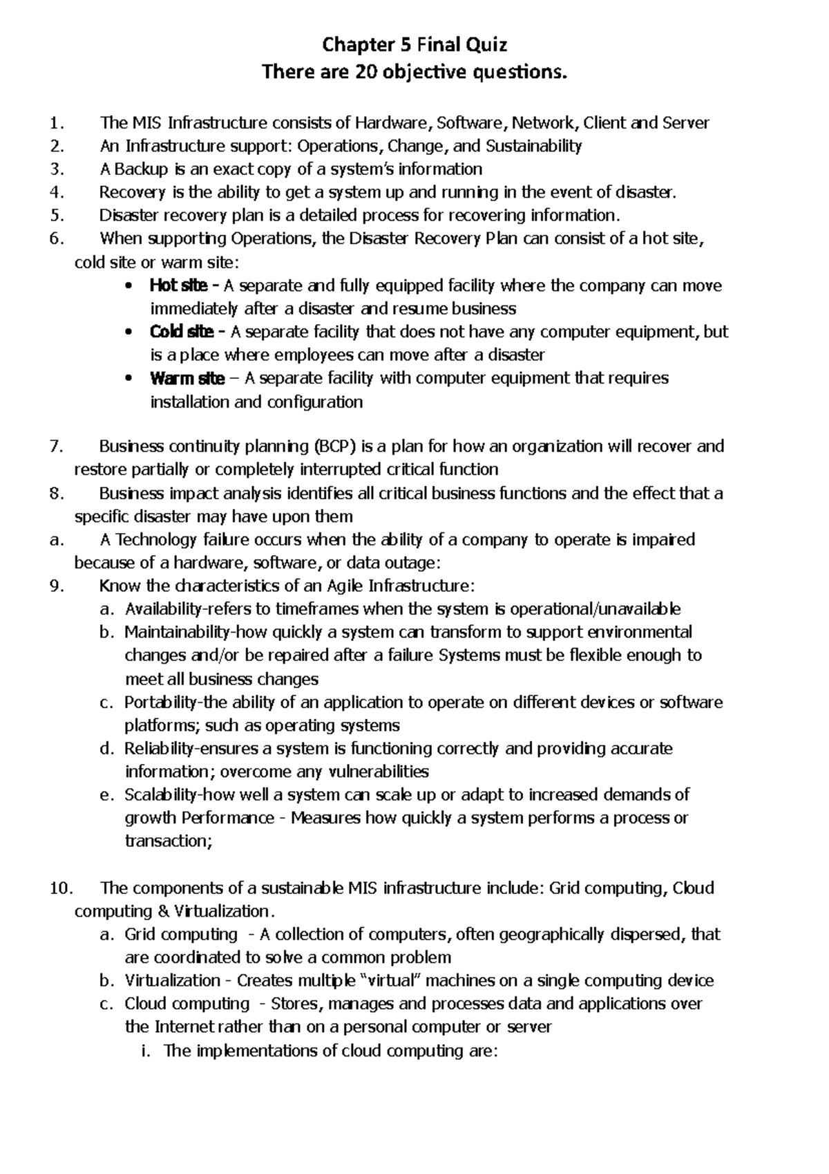 MIS Study Guide Final EXAM - Chapter 5 Final Quiz There are 20 ...