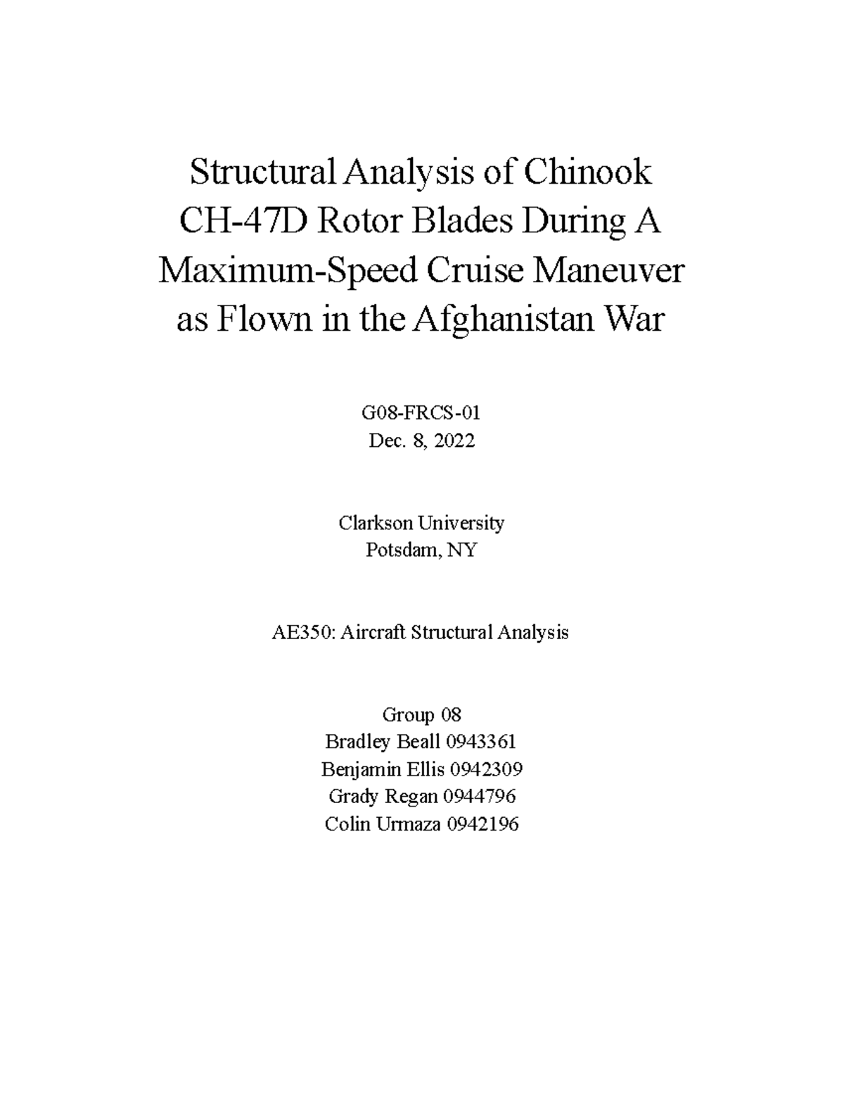 AE 350 Group 8 Final Report - Structural Analysis of Chinook CH-47D ...
