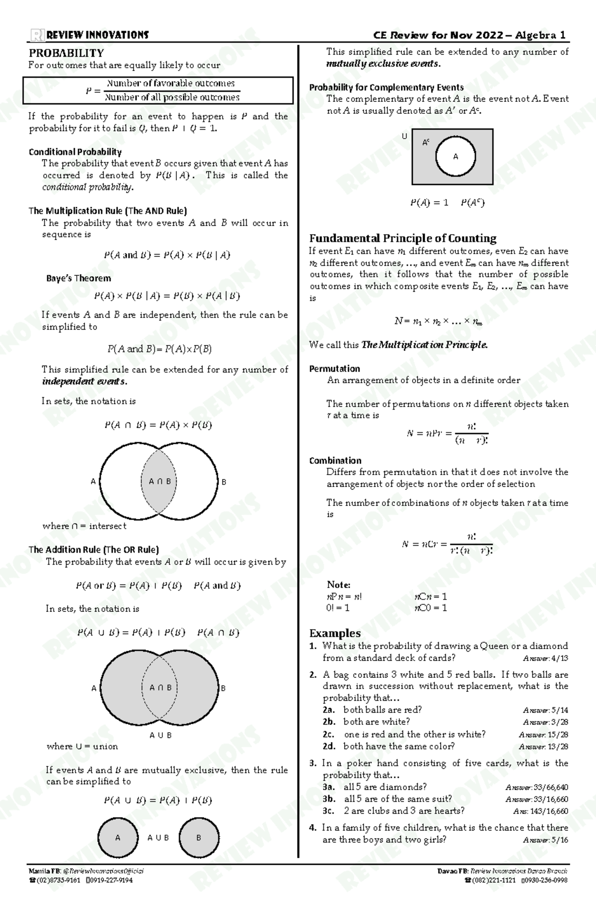 2022 Nov Algebra 1 MODULE REVIEW INNOVATIONS Review Innovations CE