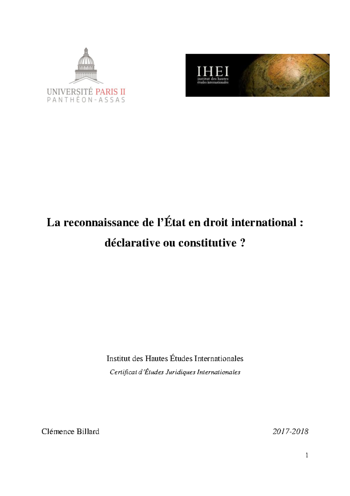 dissertation la reconnaissance de l'etat en droit international