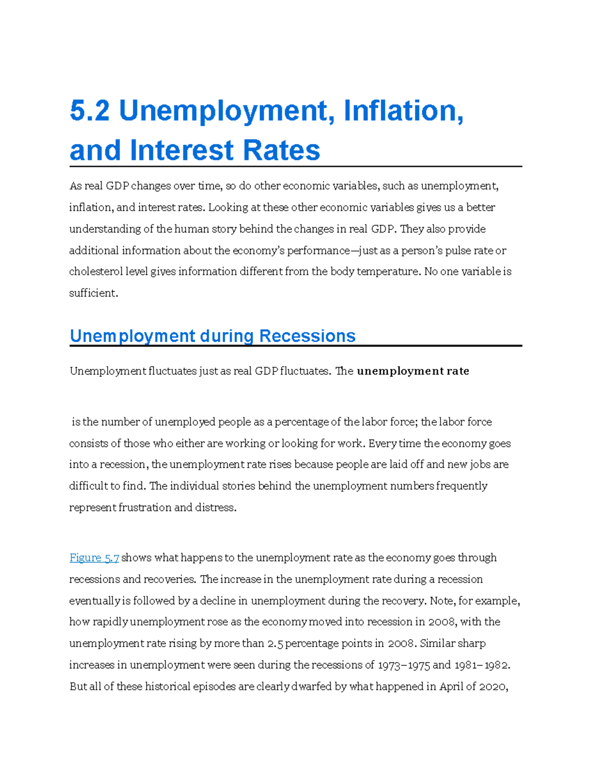 Chapter 5.2 Lecture Notes For 2023 - 5 Unemployment, Inflation, And ...