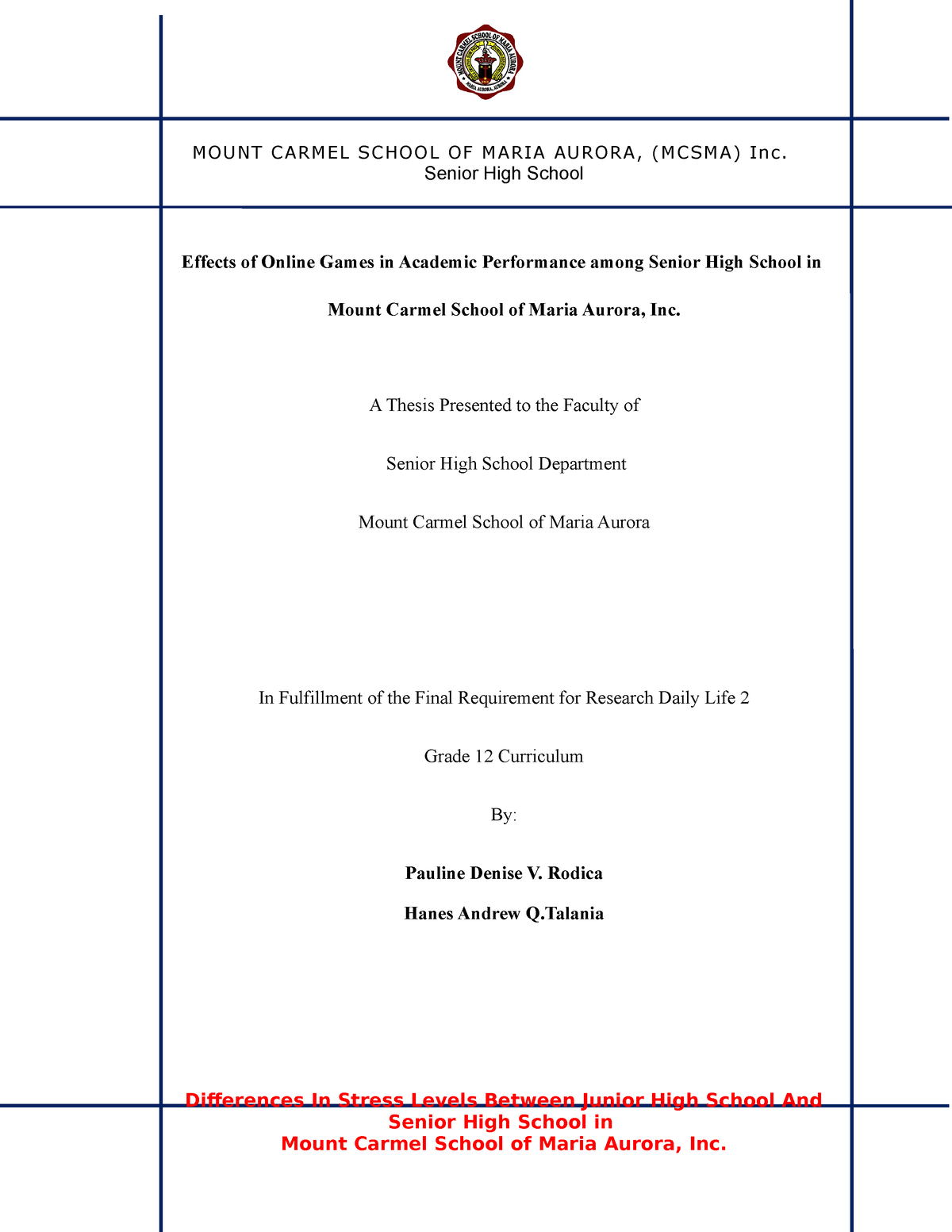 Effect Of Online Games To Academic Performance Chapter 2