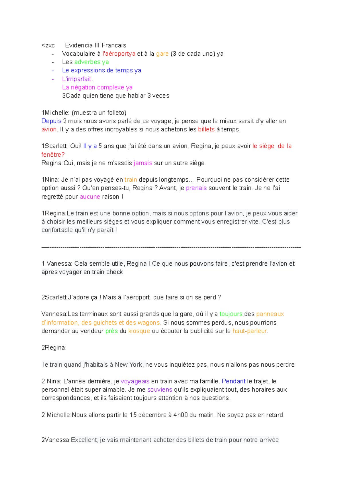 Evidencia III Francais - La négation complexe ya 3Cada quien tiene que ...