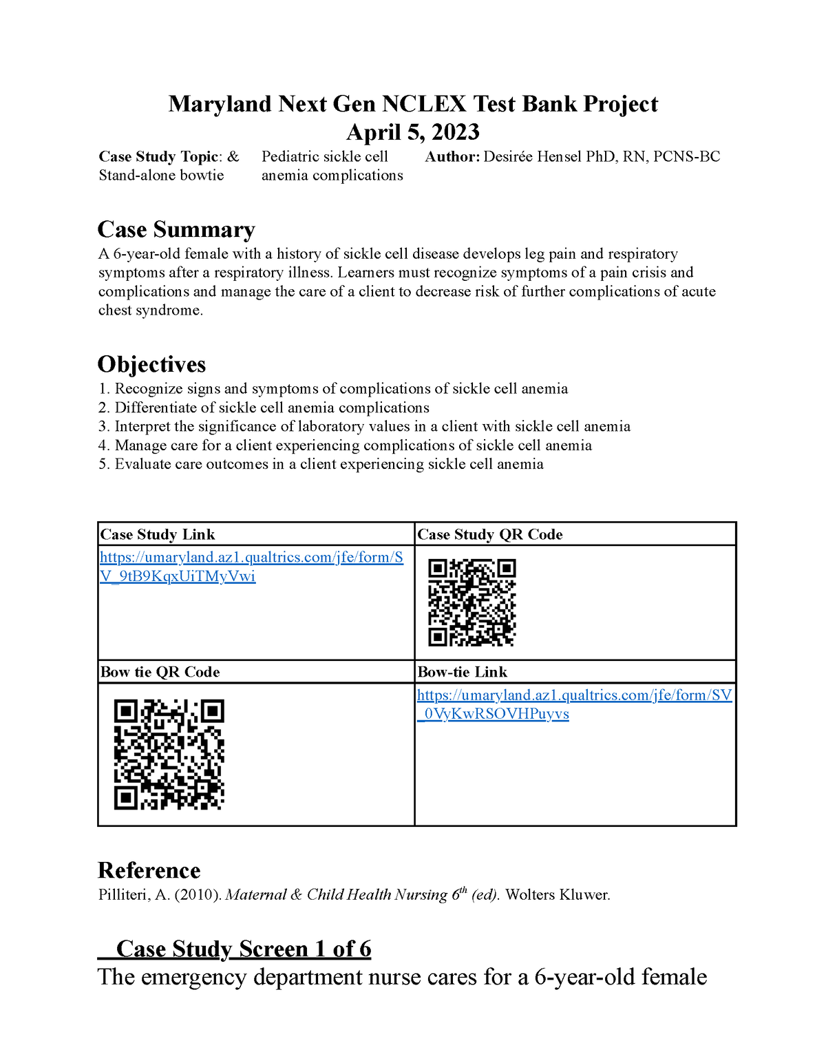 university of maryland nclex case study