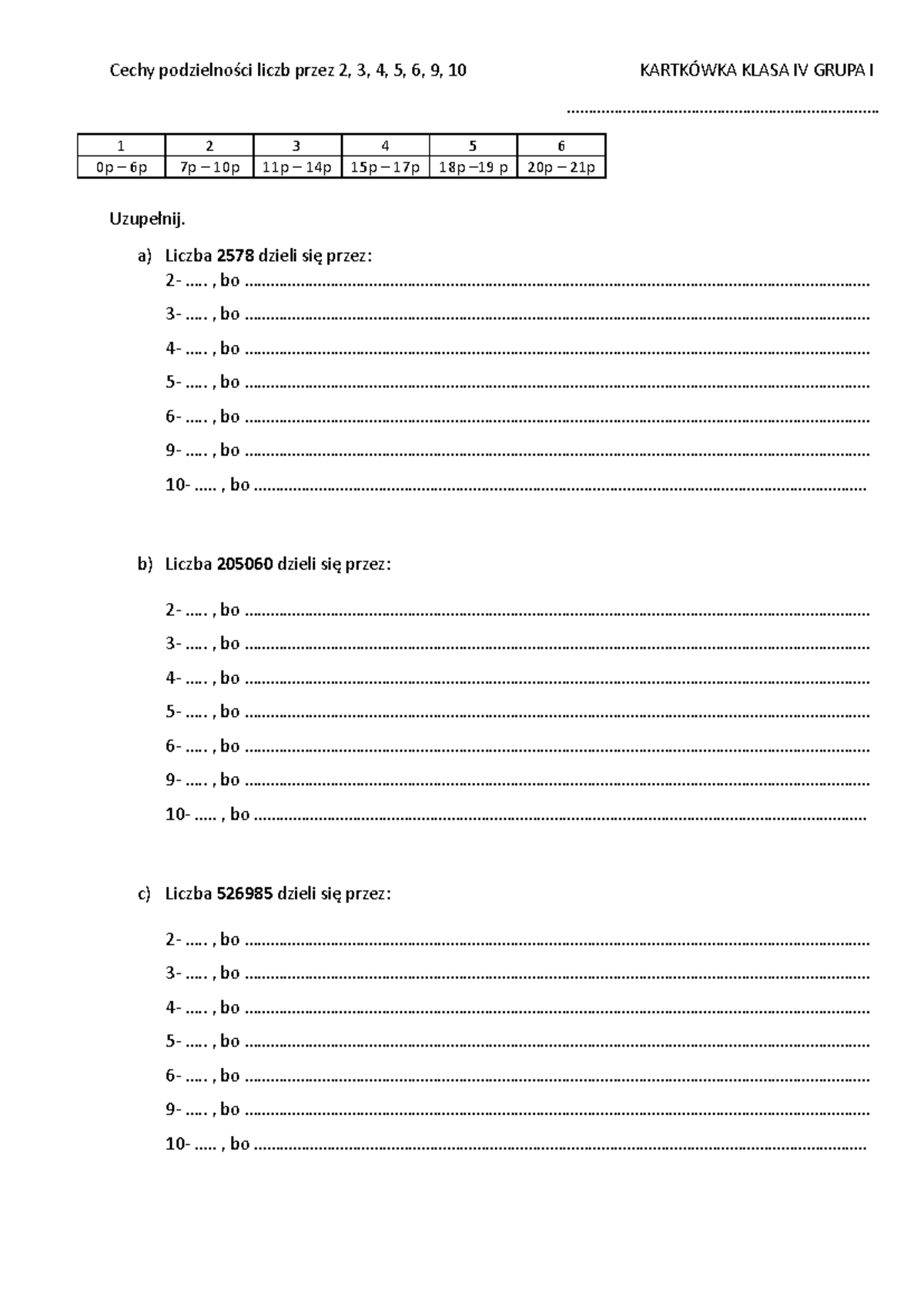 Cechy Podzielności Przez 2 3 5 9 10 Sprawdzian www.studocu.com