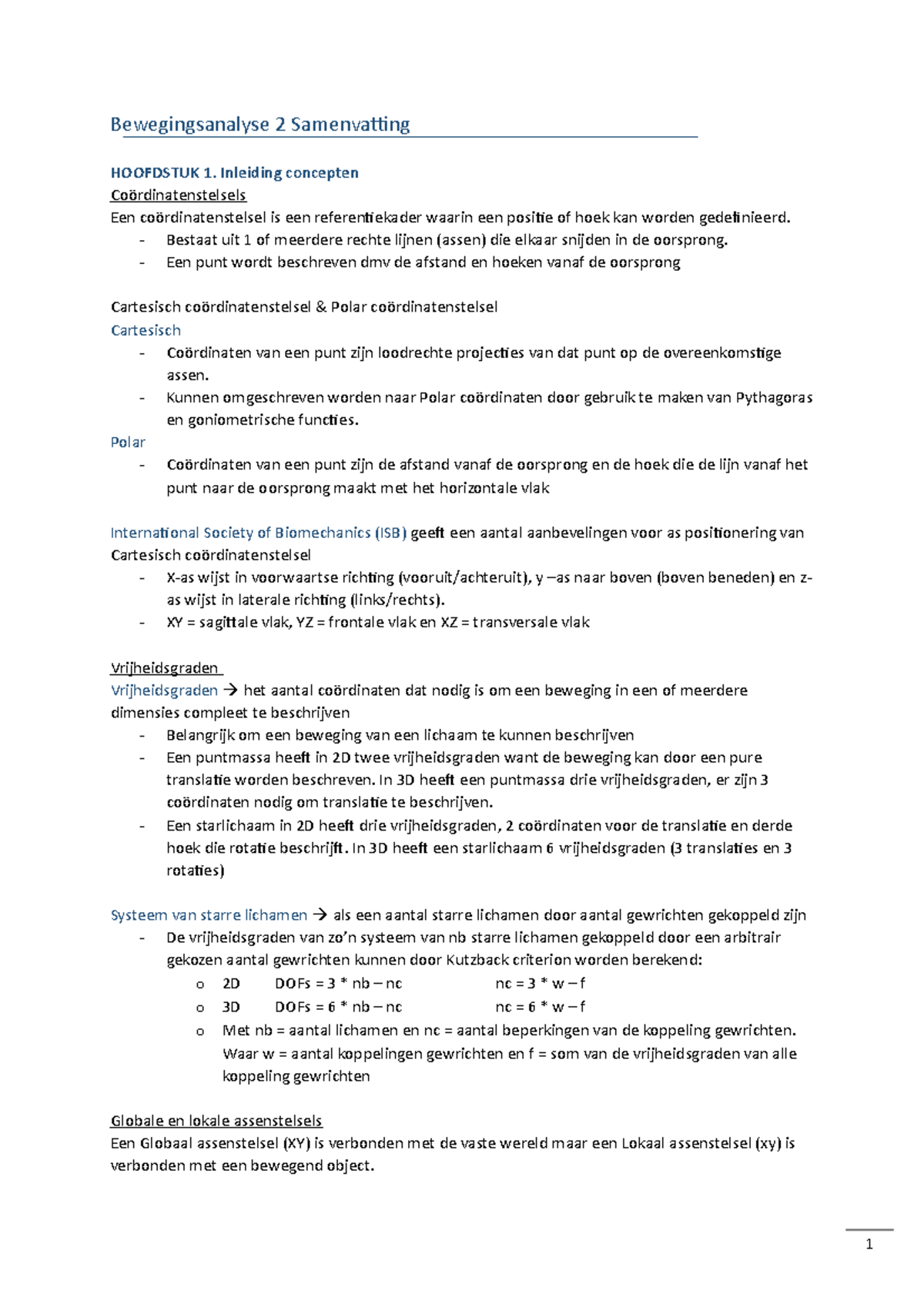 Bewegingsanalyse 2 Samenvatting - Bewegingsanalyse 2 Samenvatting ...