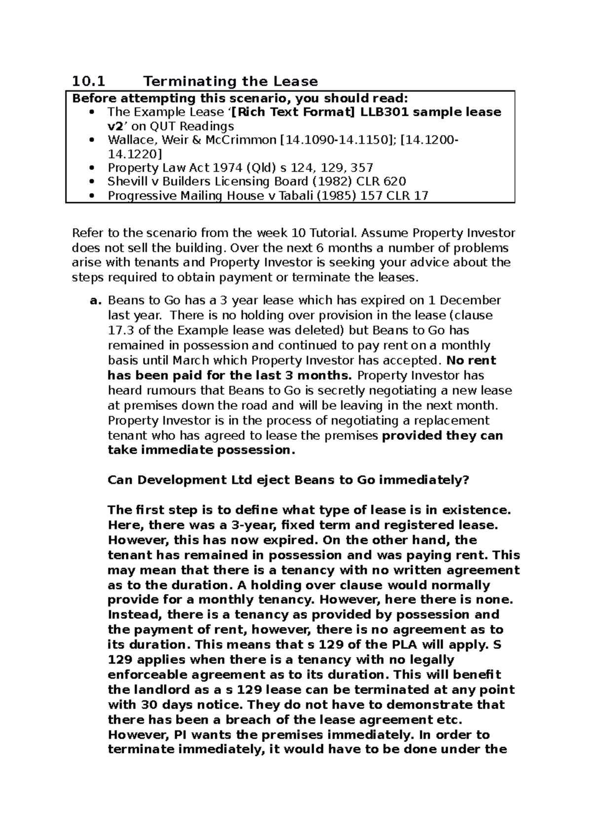 Tutorial Leases (pt 3) 10 Terminating the Lease Before attempting