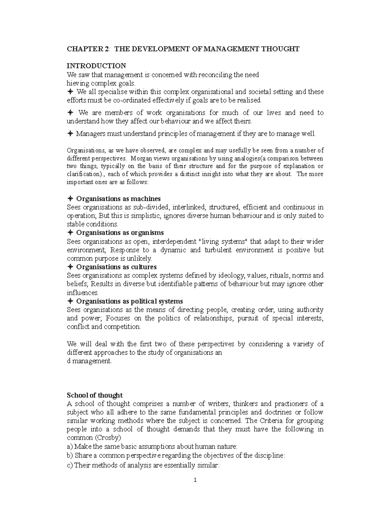Chapter 2 Development of Mgt Thought - CHAPTER 2: THE DEVELOPMENT OF ...