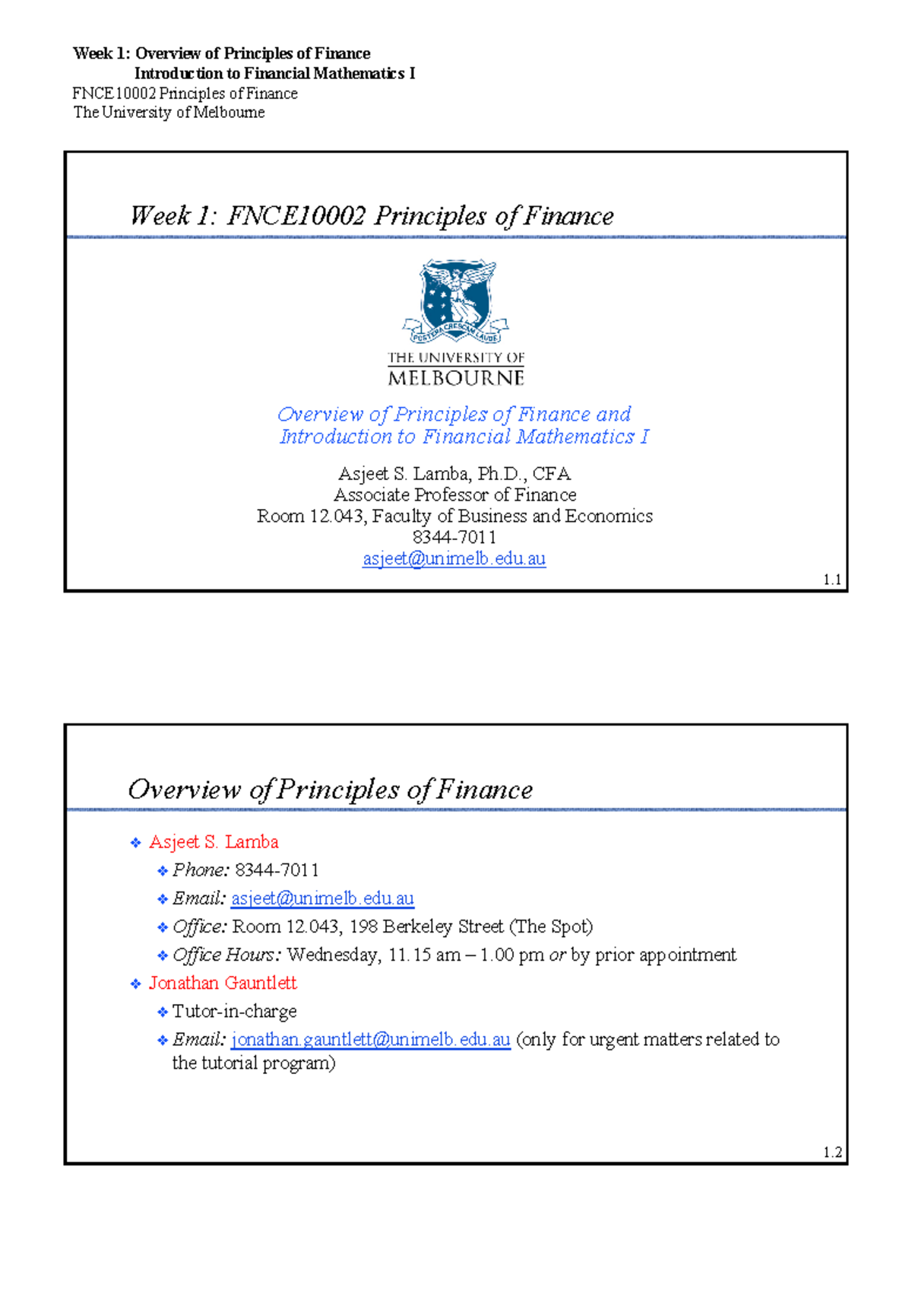 Lec01-Fin Math 1-2perpage - Week 1: Overview of Principles of Finance ...